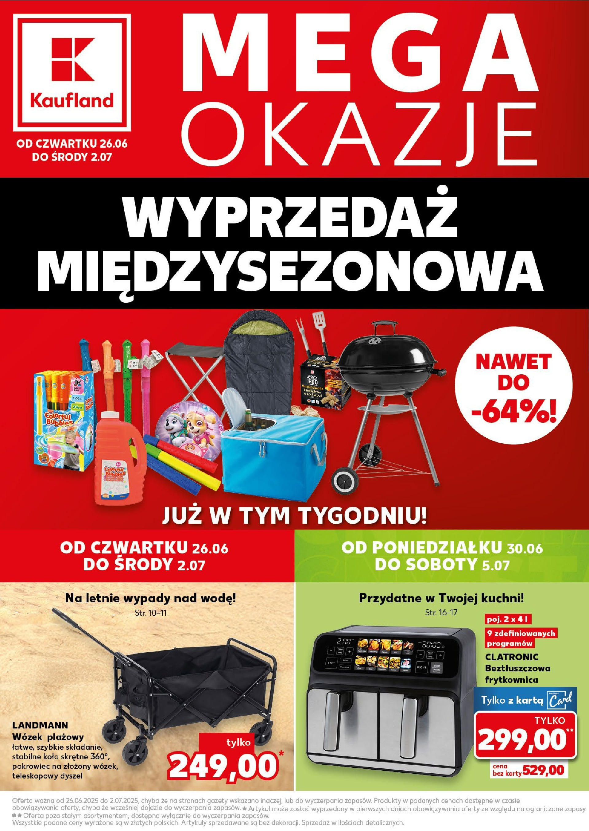 Kaufland gazetka - Mega okazje od 26.06.2025 - od jutra PDF | Strona: 1 | Produkty: Karta, Frytkownica