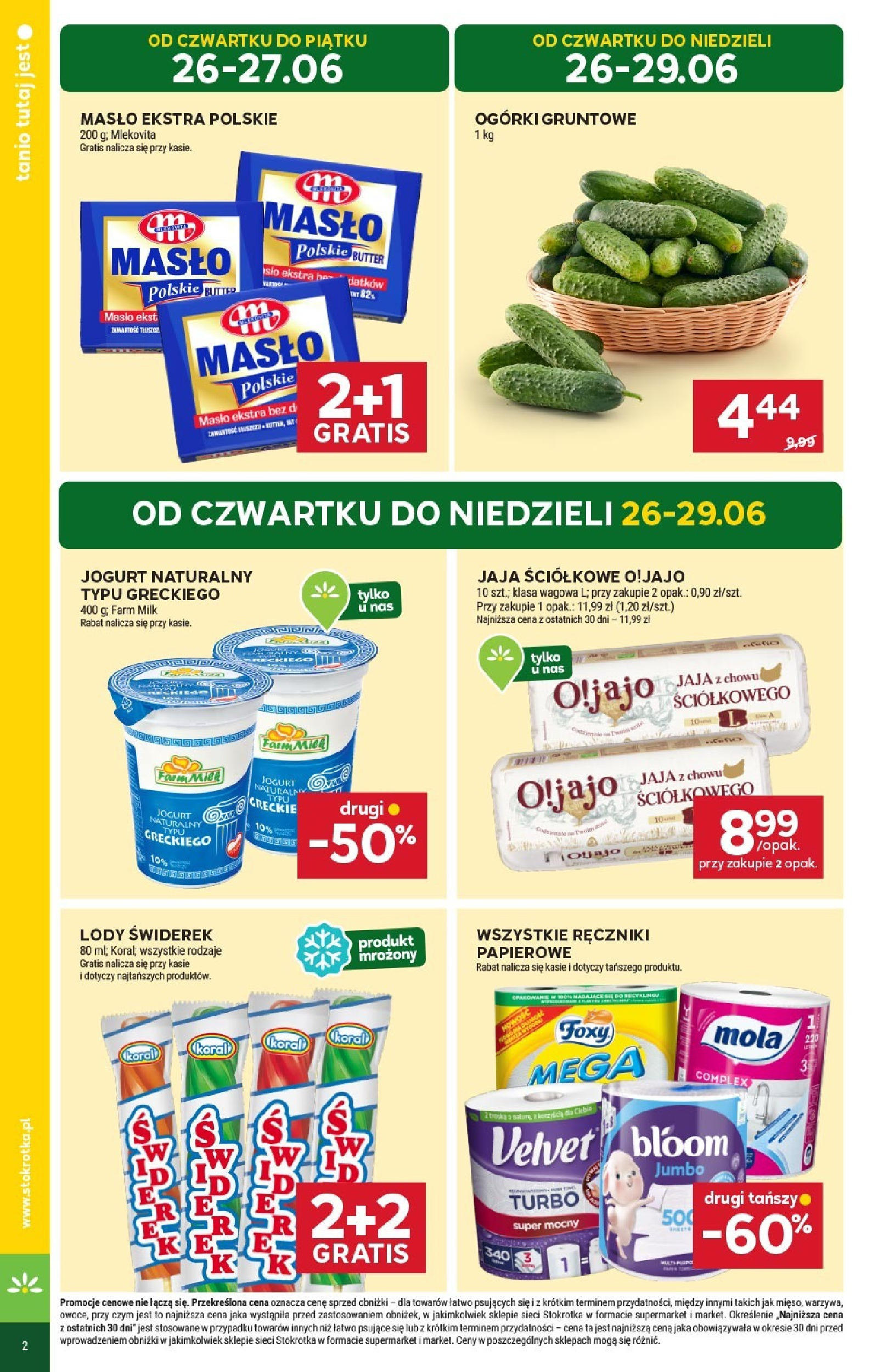 Stokrotka Gazetka 26.06.2025 - Promocje online | Strona: 2 | Produkty: Stokrotka, Ręczniki papierowe, Lody, Jaja