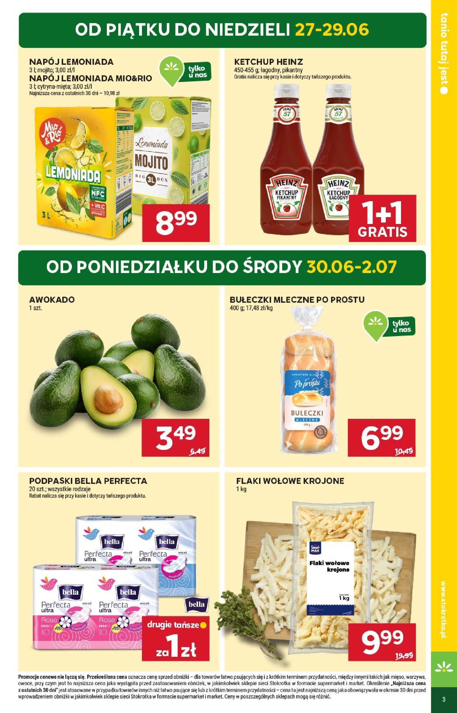 Stokrotka Gazetka 26.06.2025 - Promocje online | Strona: 3 | Produkty: Ketchup, Podpaski, Flaki wołowe, Awokado