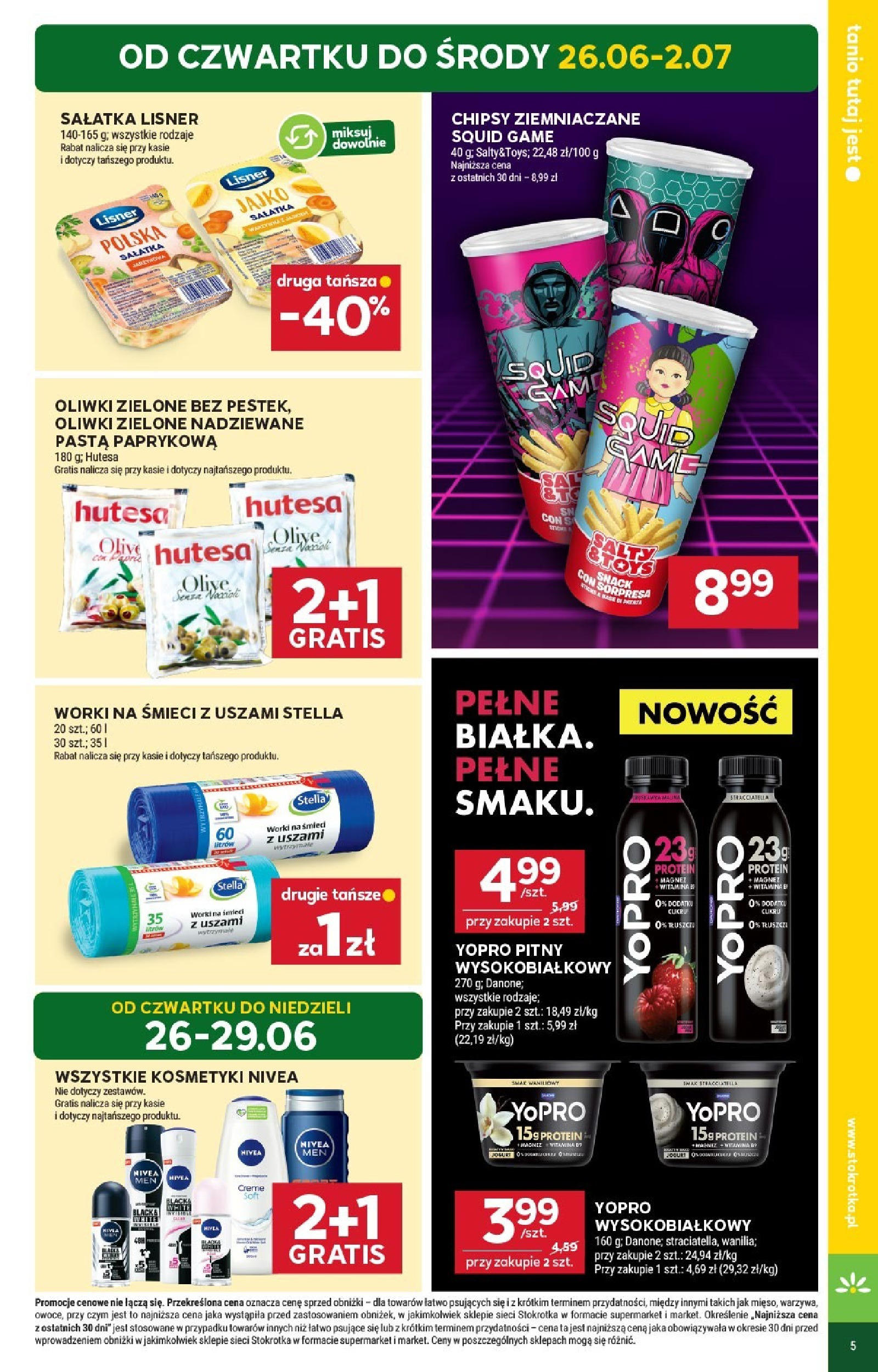 Stokrotka Gazetka 26.06.2025 - Promocje online | Strona: 5 | Produkty: Stokrotka, Kosmetyki, Jogurt, Sałatka
