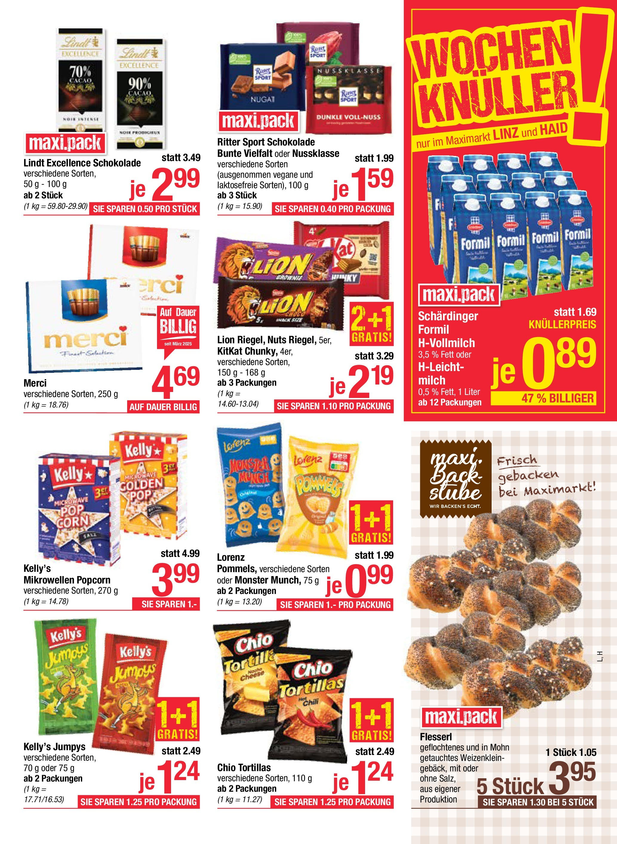 Maximarkt Haid, Linz von 23.06.2025 - Aktuelle Angebote | Seite: 9 | Produkte: Milch, Schokolade