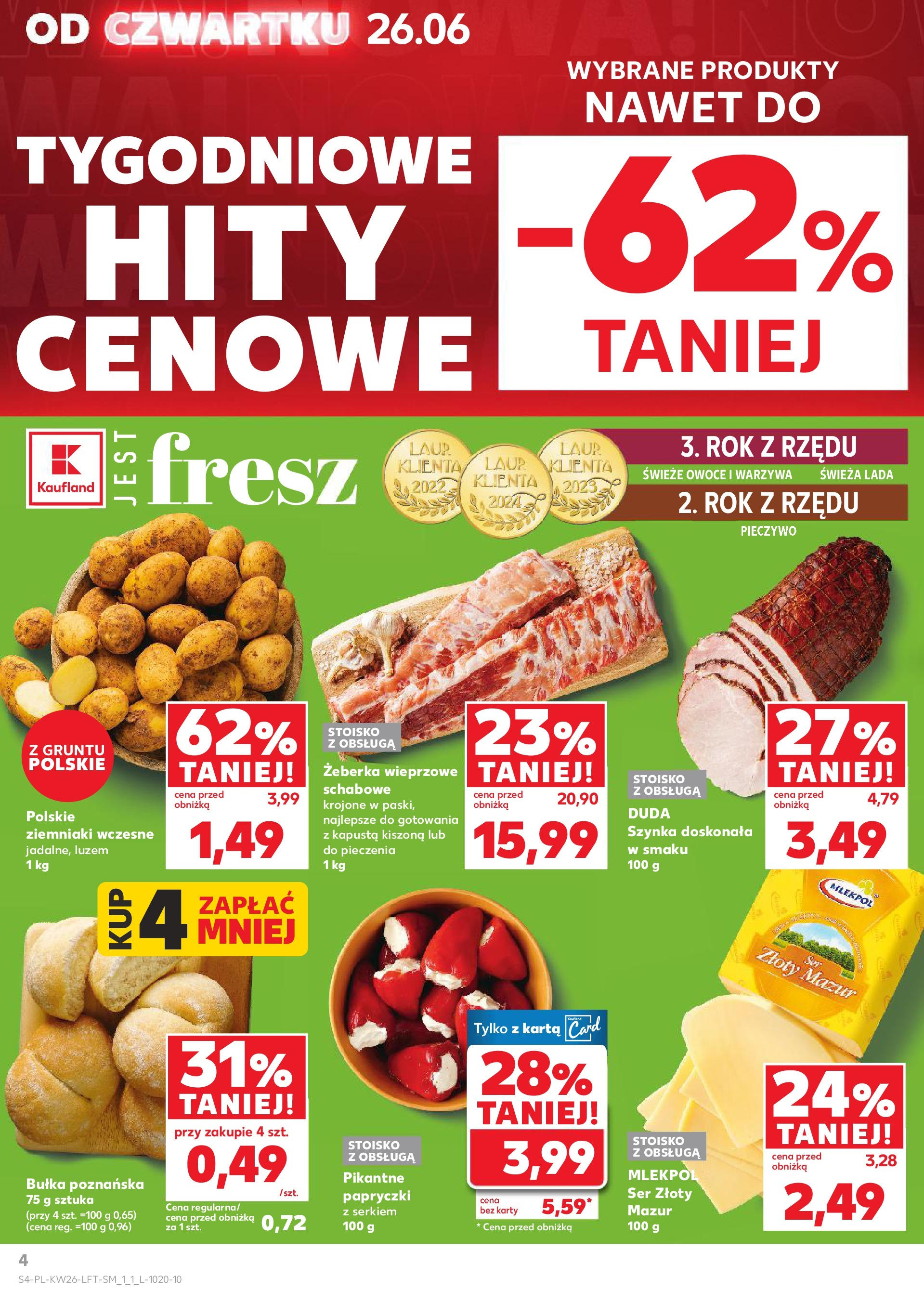 Kaufland gazetka od 26.06.2025 - od jutra PDF | Strona: 4 | Produkty: Pieczywo, Bułka, Ser, Warzywa