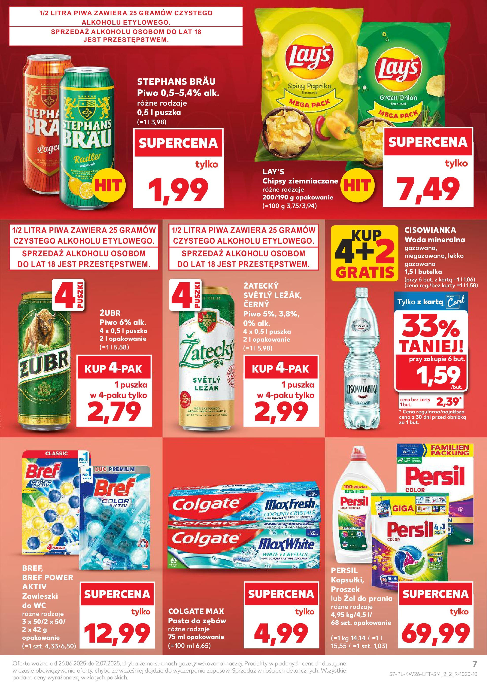 Kaufland gazetka od 26.06.2025 - od jutra PDF | Strona: 7 | Produkty: Karta, Chipsy, Persil, Woda