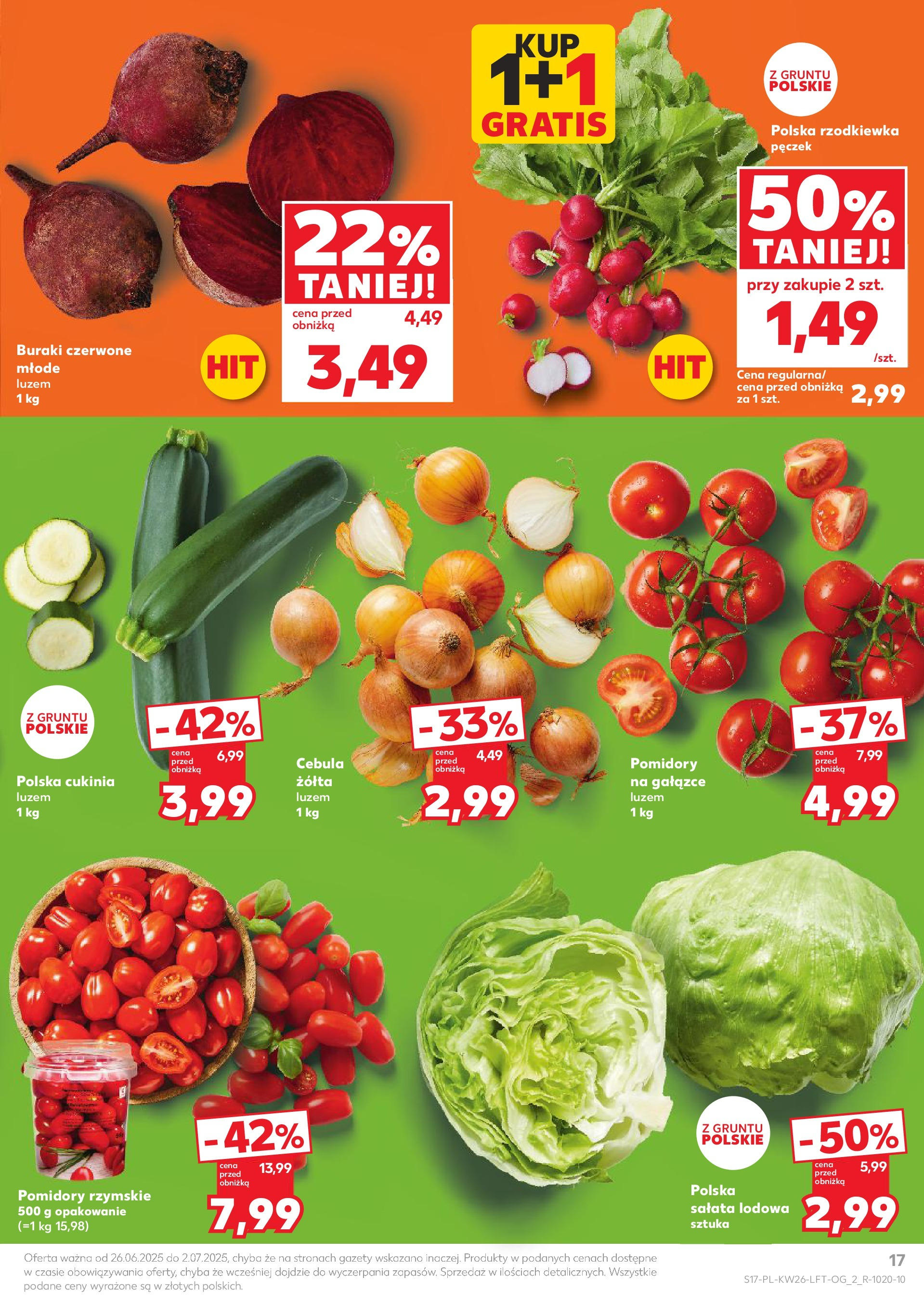 Kaufland gazetka od 26.06.2025 - od jutra PDF | Strona: 17 | Produkty: Buraki, Cukinia, Pomidory