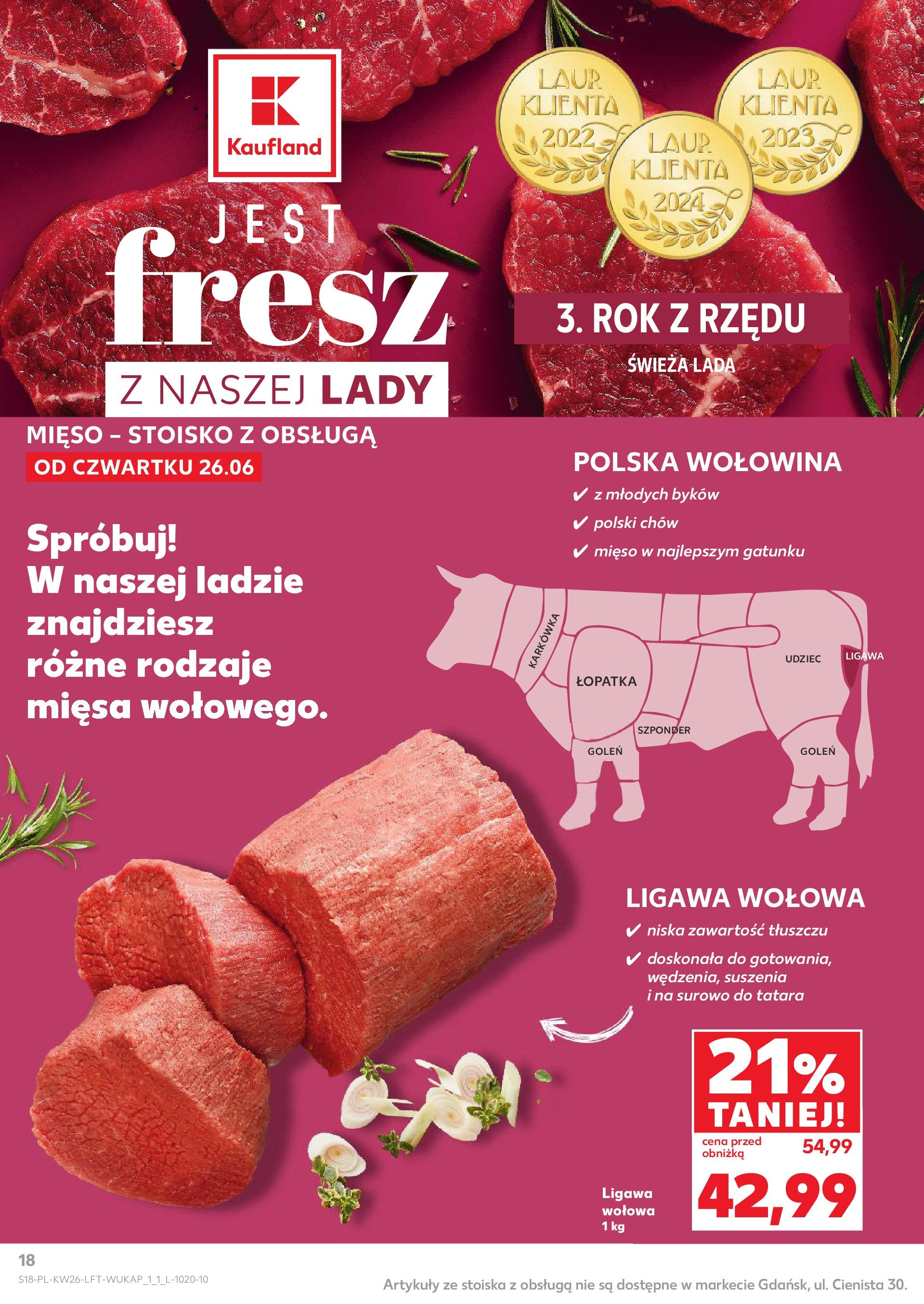 Kaufland gazetka od 26.06.2025 - od jutra PDF | Strona: 18 | Produkty: Karkówka, Mięso, Wołowina