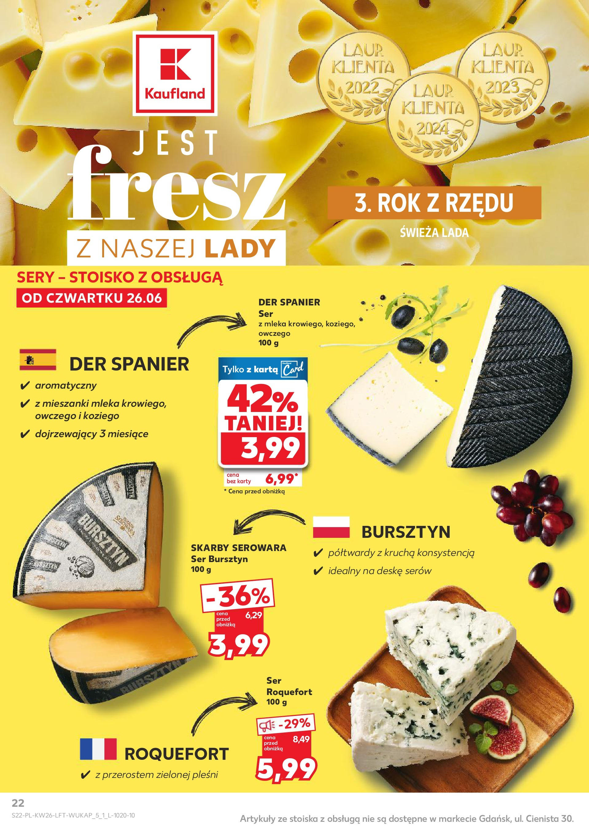 Kaufland gazetka od 26.06.2025 - od jutra PDF | Strona: 22 | Produkty: Karta, Mleka, Sery, Ser