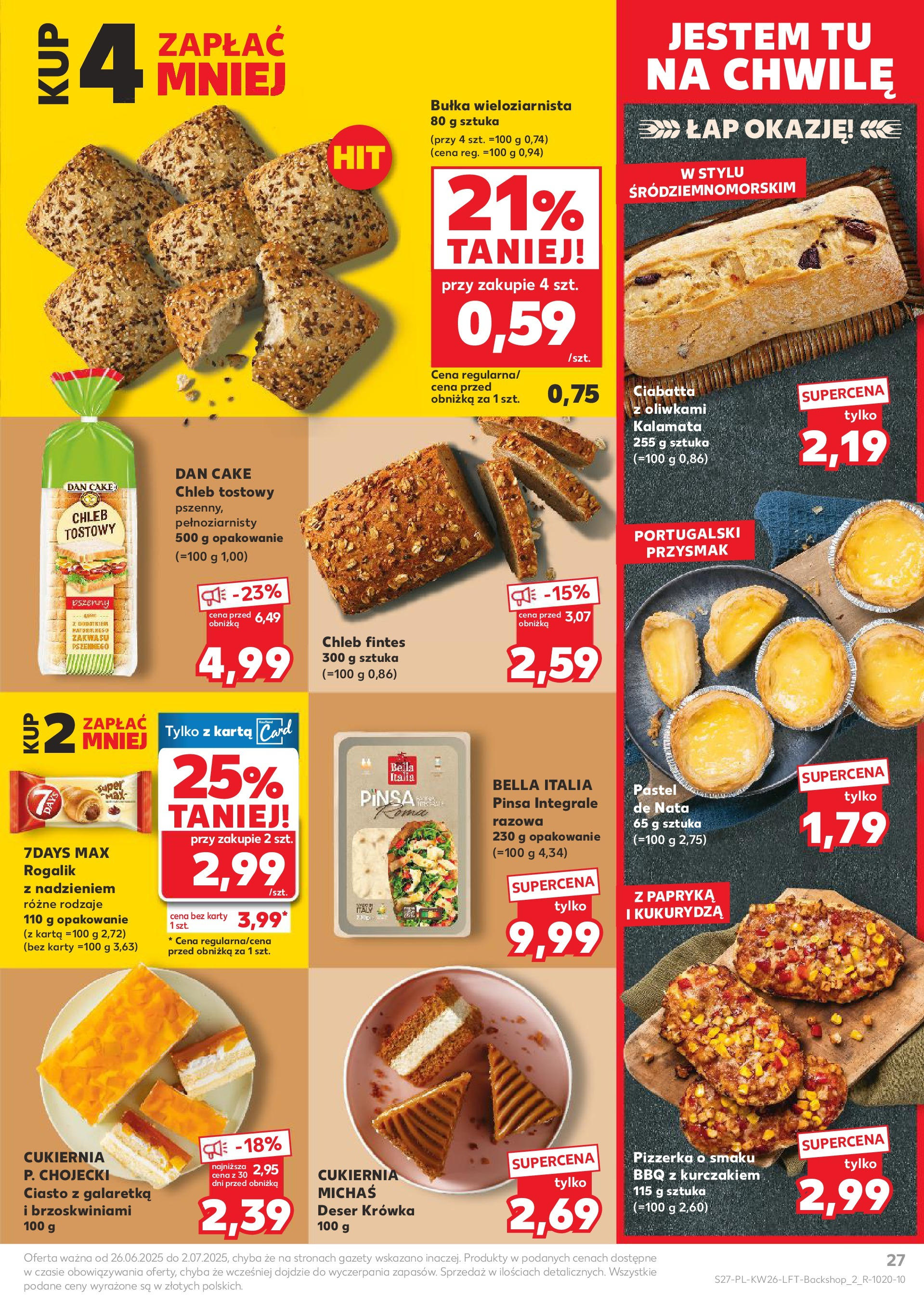 Kaufland gazetka od 26.06.2025 - od jutra PDF | Strona: 27 | Produkty: Karta, Galaretka, Chleb, Pizza