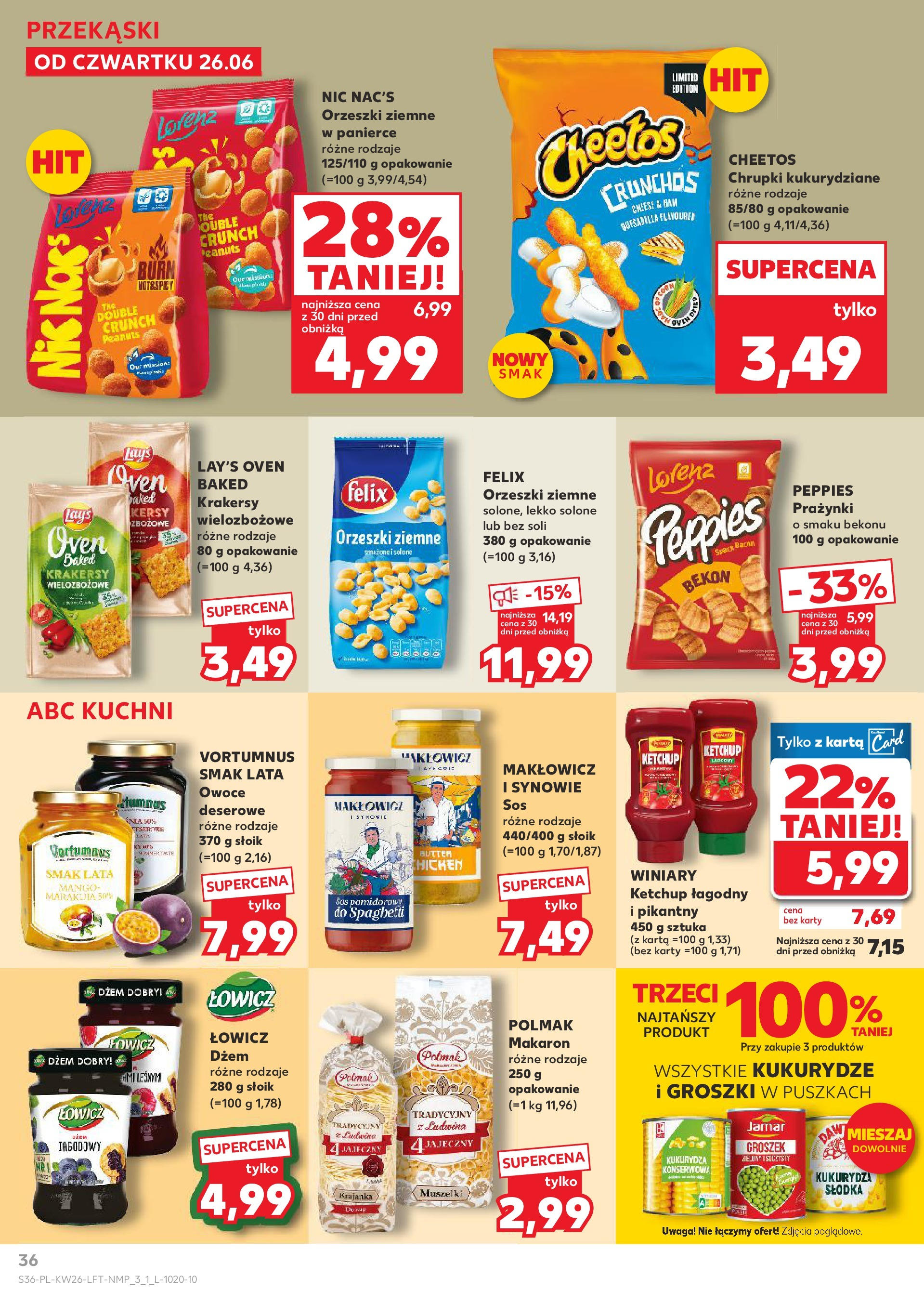 Kaufland gazetka od 26.06.2025 - od jutra PDF | Strona: 36 | Produkty: Mango, Chrupki, Lays, Orzeszki ziemne