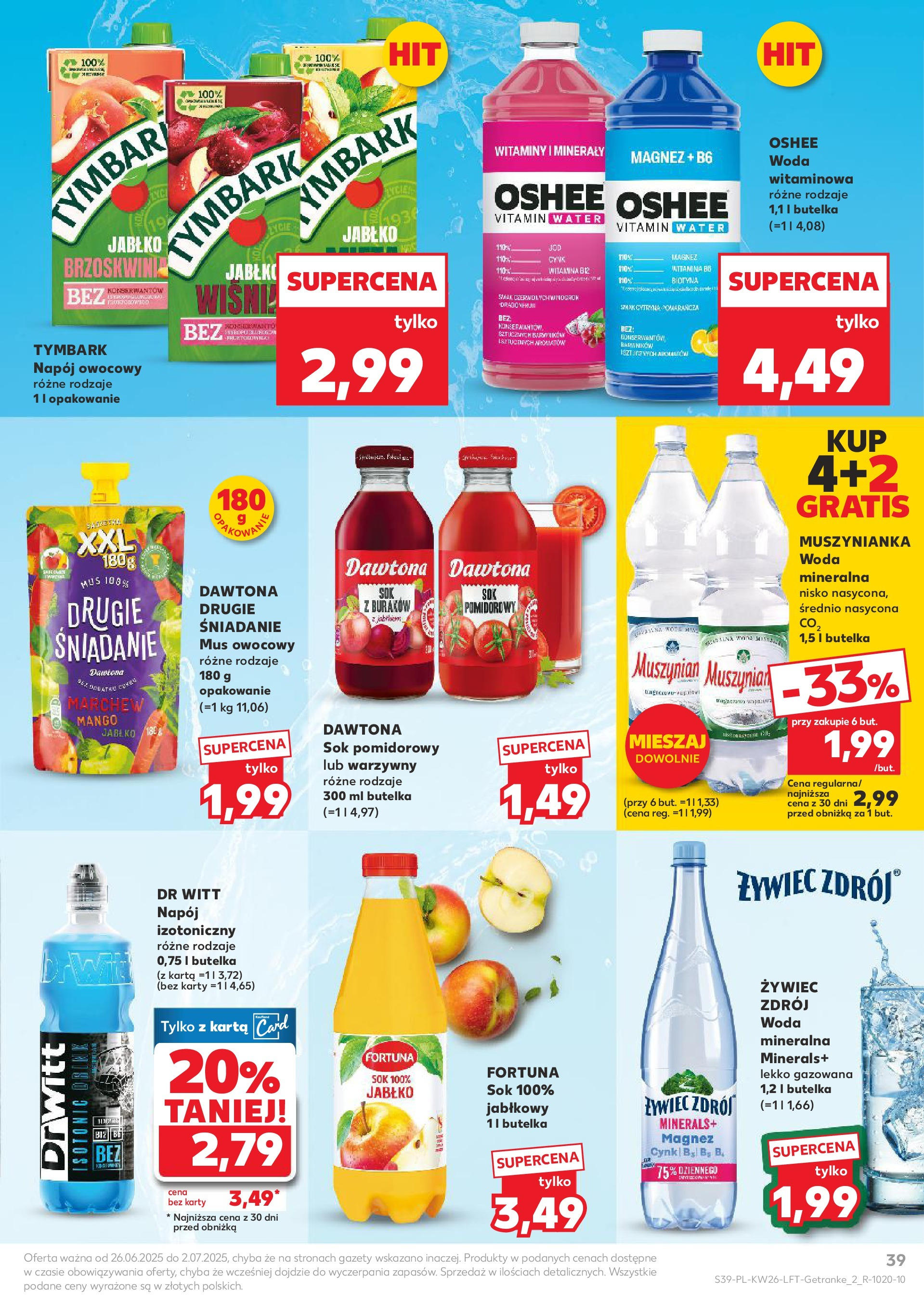 Kaufland gazetka od 26.06.2025 - od jutra PDF | Strona: 39 | Produkty: Mango, Karta, Muszynianka, Woda