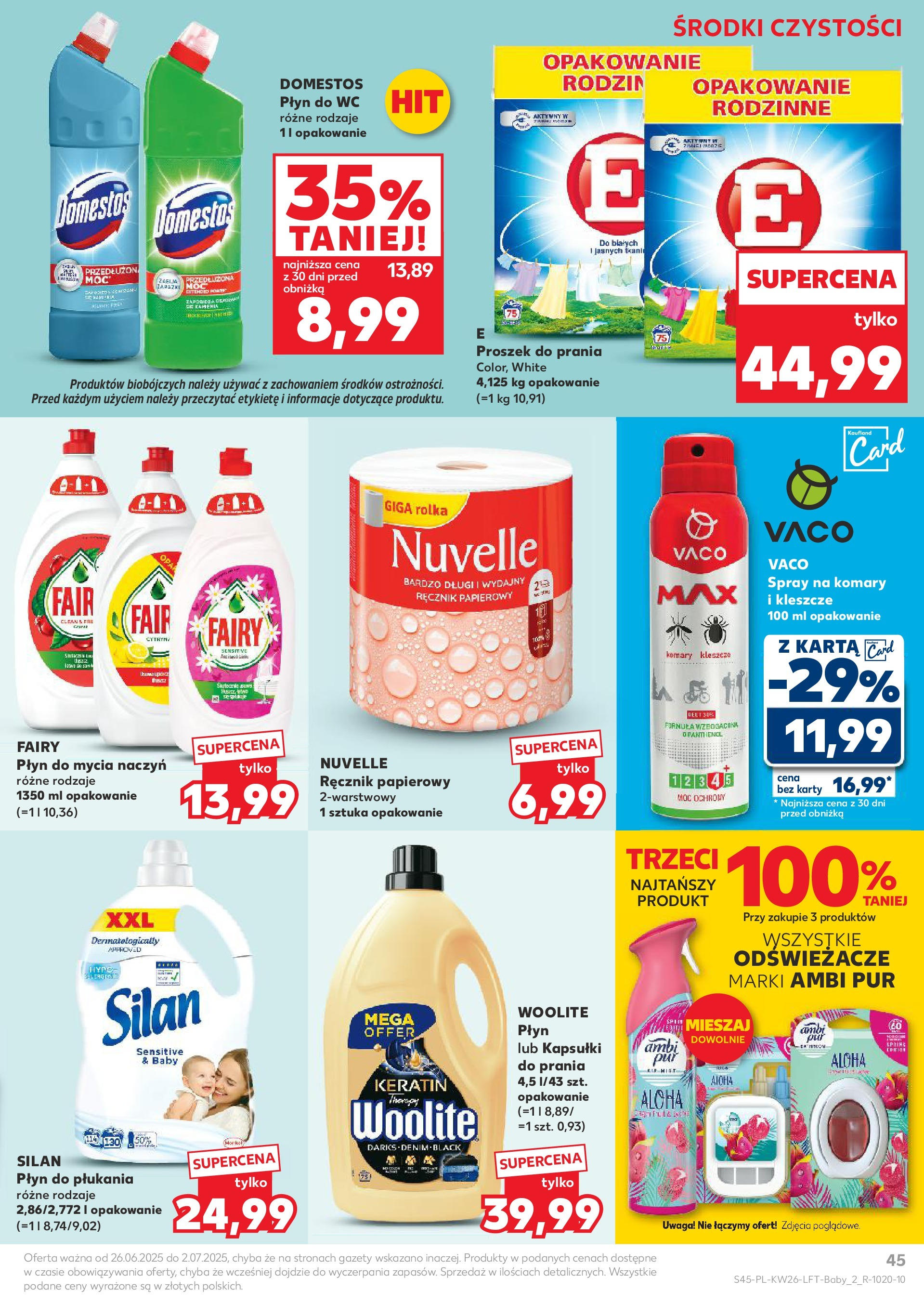 Kaufland gazetka od 26.06.2025 - od jutra PDF | Strona: 45 | Produkty: Kapsułki do prania, Fairy, Proszek do prania, Ręcznik papierowy