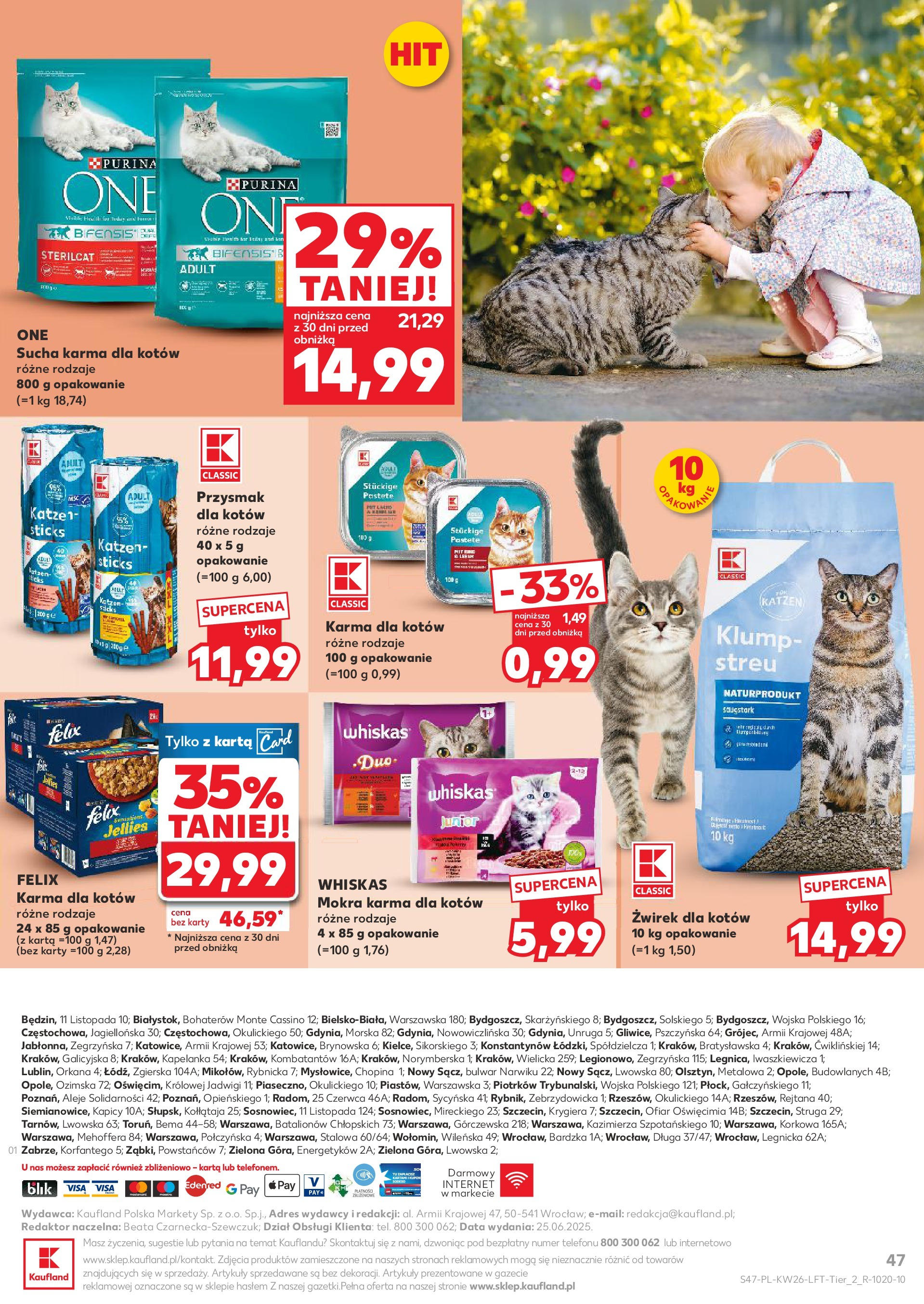 Kaufland gazetka od 26.06.2025 - od jutra PDF | Strona: 47 | Produkty: Karta, Karma dla kotów