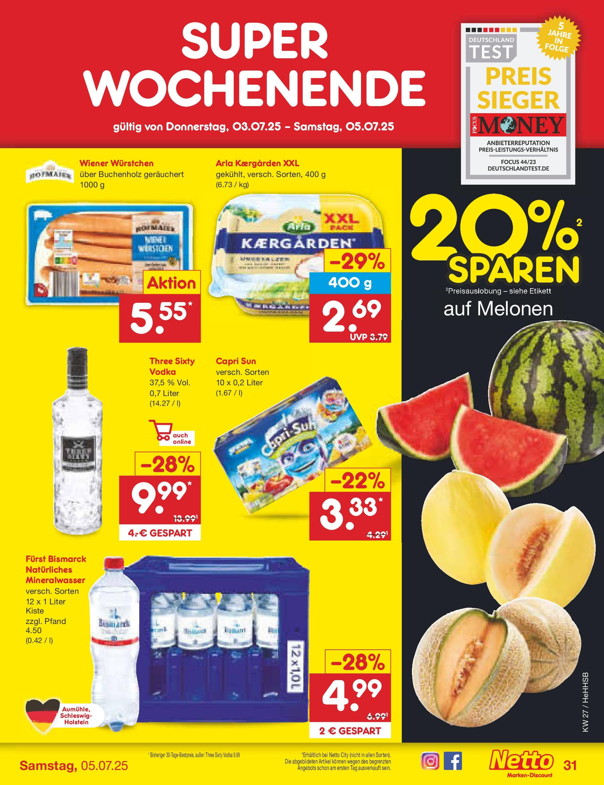Netto Marken-Discount prospekt Hamburg	 (ab 29.06.2025) » Angebote | Seite: 51 | Produkte: Capri sun, Butter, Mineralwasser, Vodka