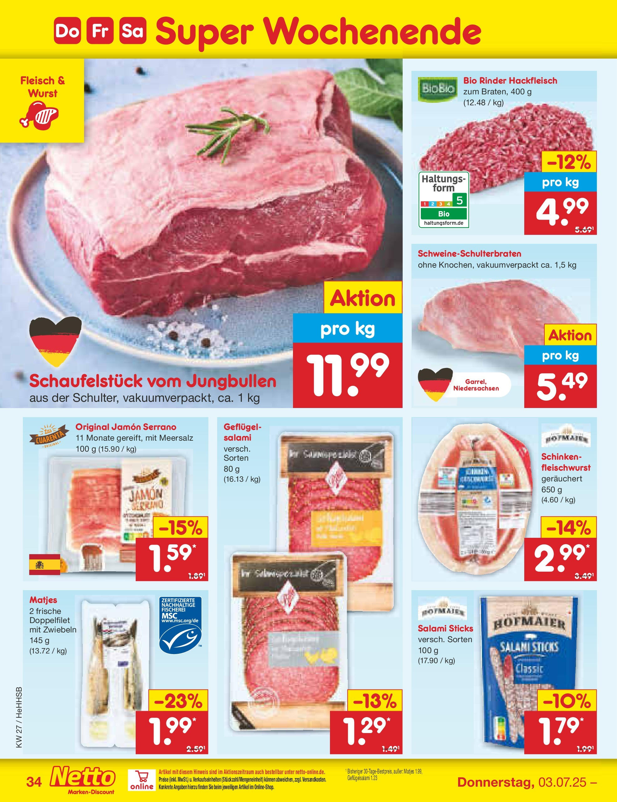 Netto Marken-Discount prospekt Hamburg	 (ab 29.06.2025) » Angebote | Seite: 54 | Produkte: Wurst, Salami, Fleisch, Hackfleisch