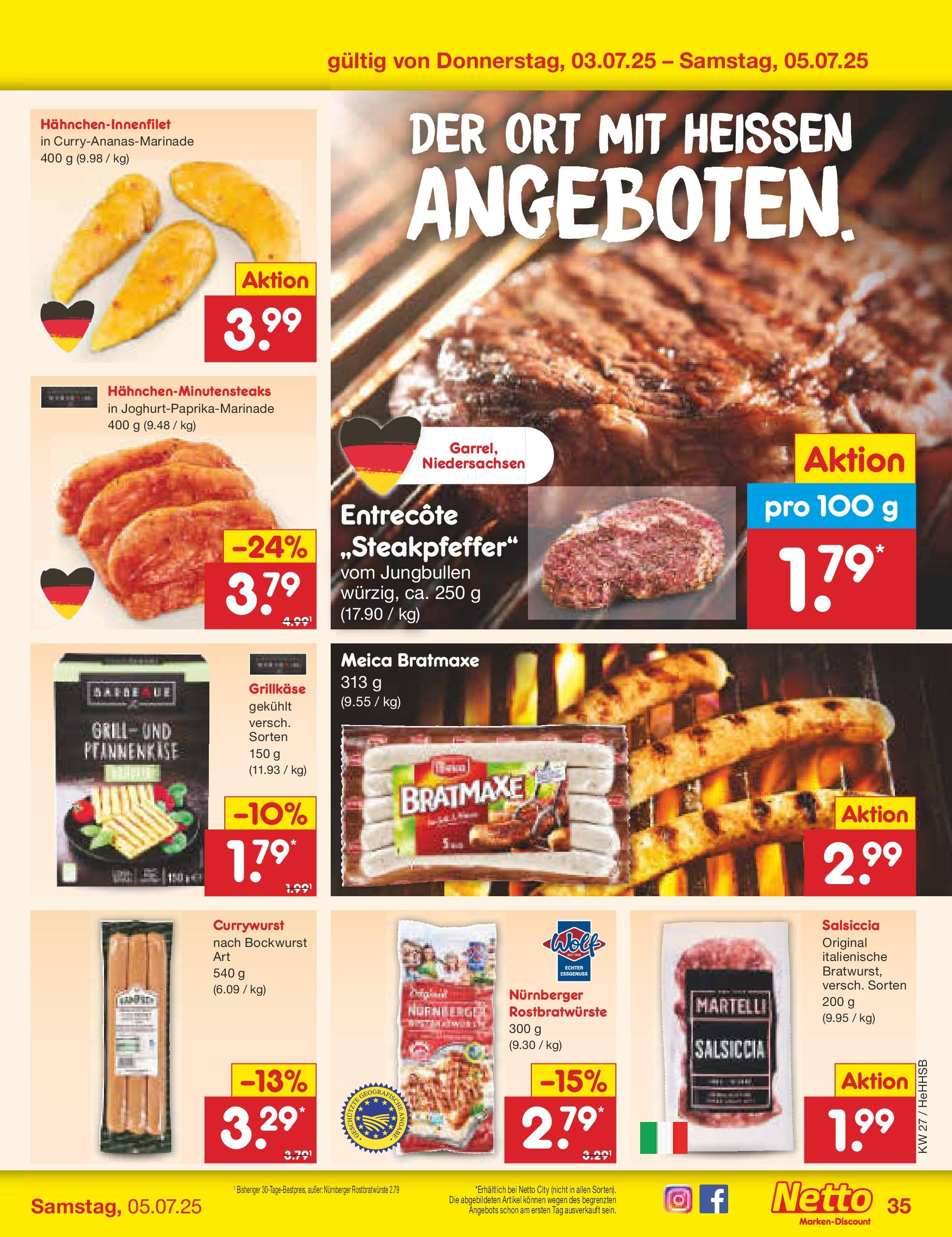 Netto Marken-Discount prospekt Hamburg	 (ab 29.06.2025) » Angebote | Seite: 55 | Produkte: Bockwurst, Grill, Meica, Steak
