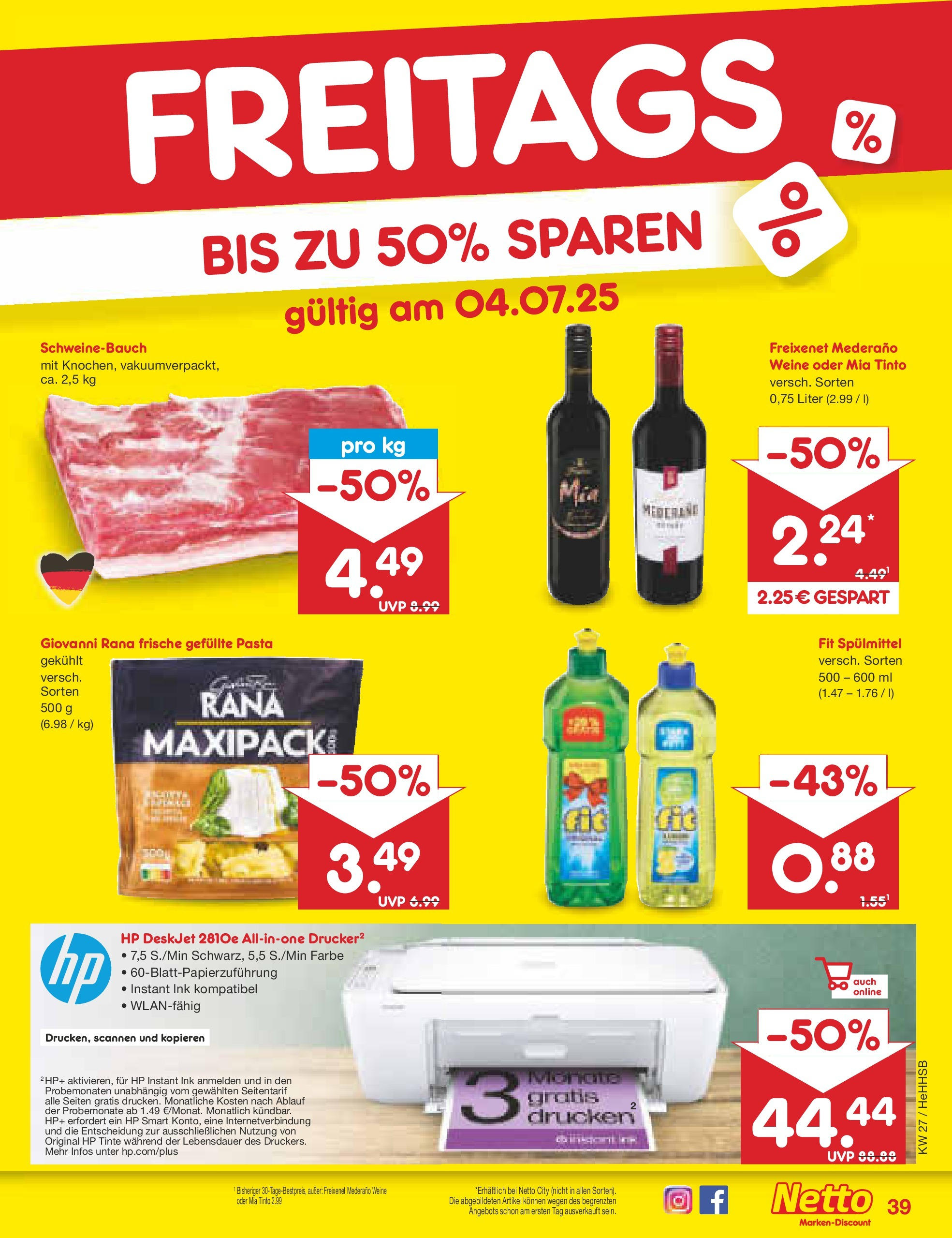 Netto Marken-Discount prospekt Hamburg	 (ab 29.06.2025) » Angebote | Seite: 61 | Produkte: HP, Freixenet, Freixenet mederano, Pasta