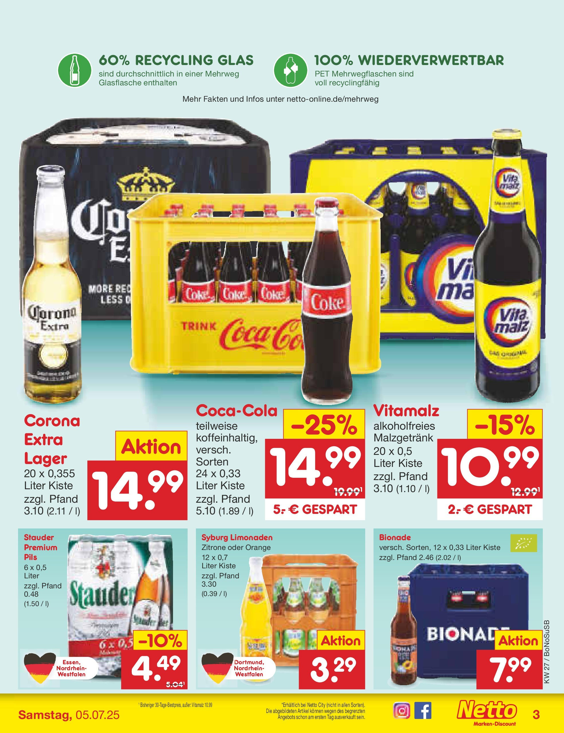 Netto Marken-Discount prospekt Stadtlohn	 (ab 29.06.2025) » Angebote | Seite: 31 | Produkte: Cola, Pils, Bionade, Zitrone