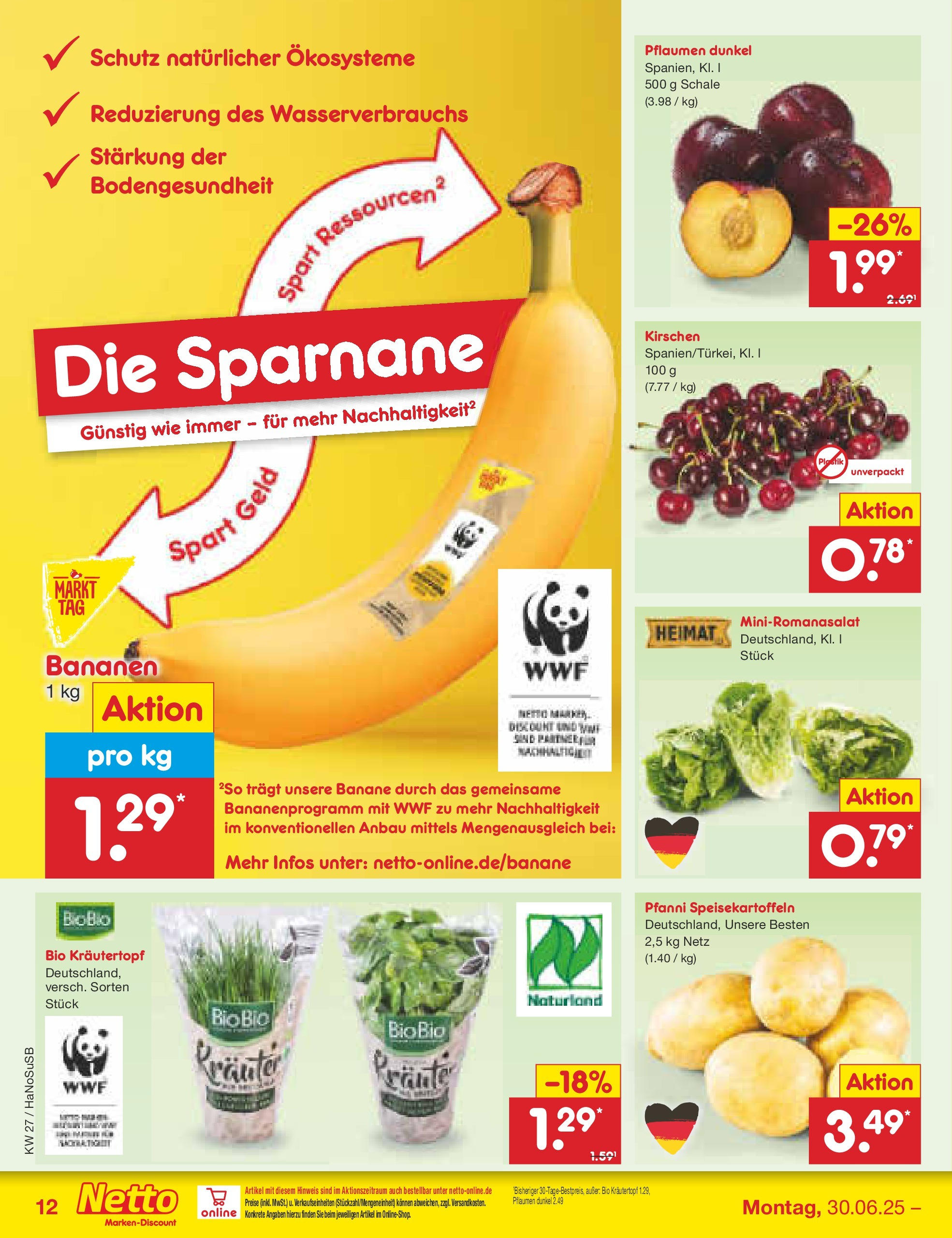 Netto Marken-Discount prospekt Schwerte-Geisecke	 (ab 29.06.2025) » Angebote | Seite: 14 | Produkte: Pflaumen, Bananen, Kirschen