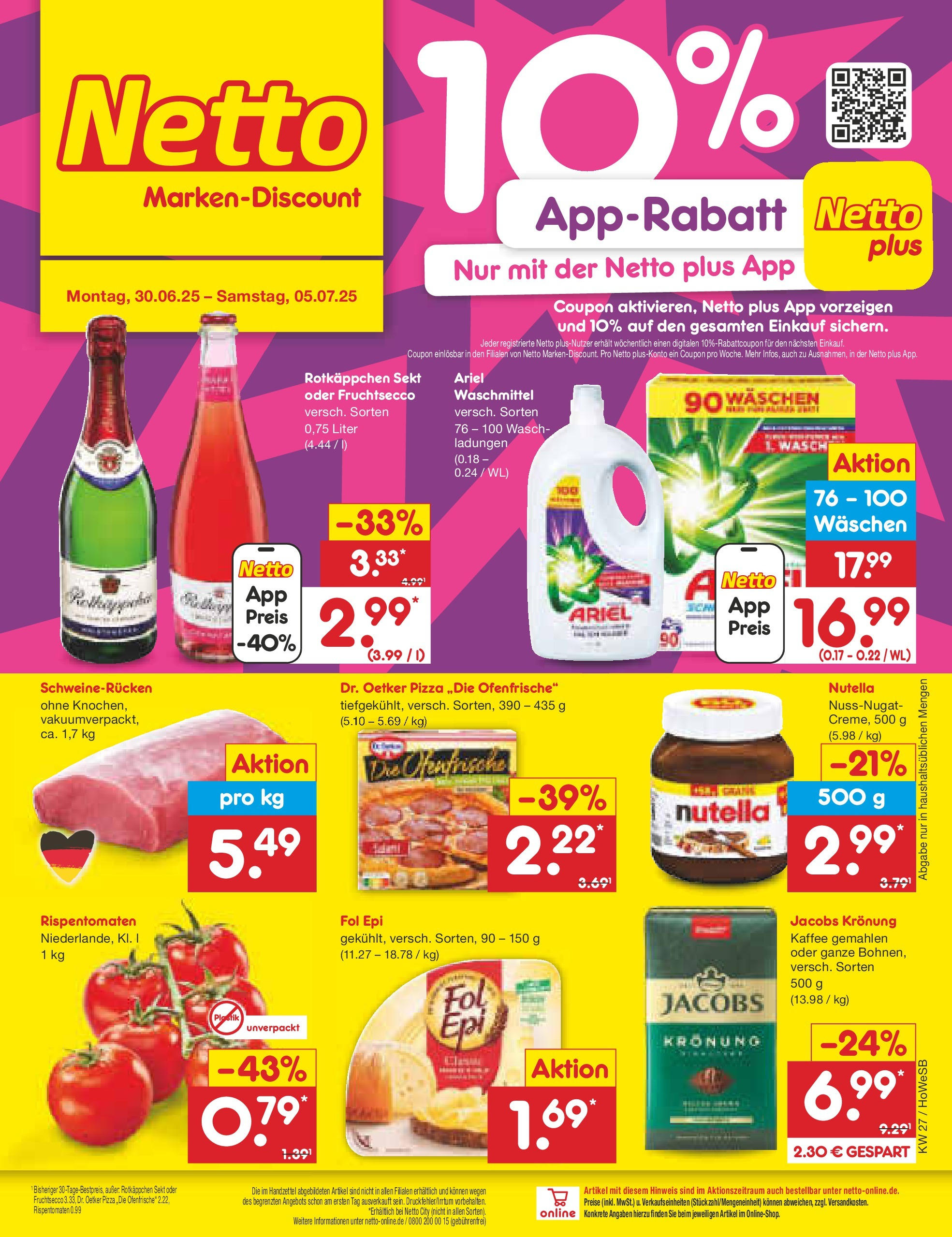 Netto Marken-Discount prospekt Hannover	 (ab 29.06.2025) » Angebote | Seite: 1 | Produkte: Ariel, Kaffee, Schweinerucken, Pizza