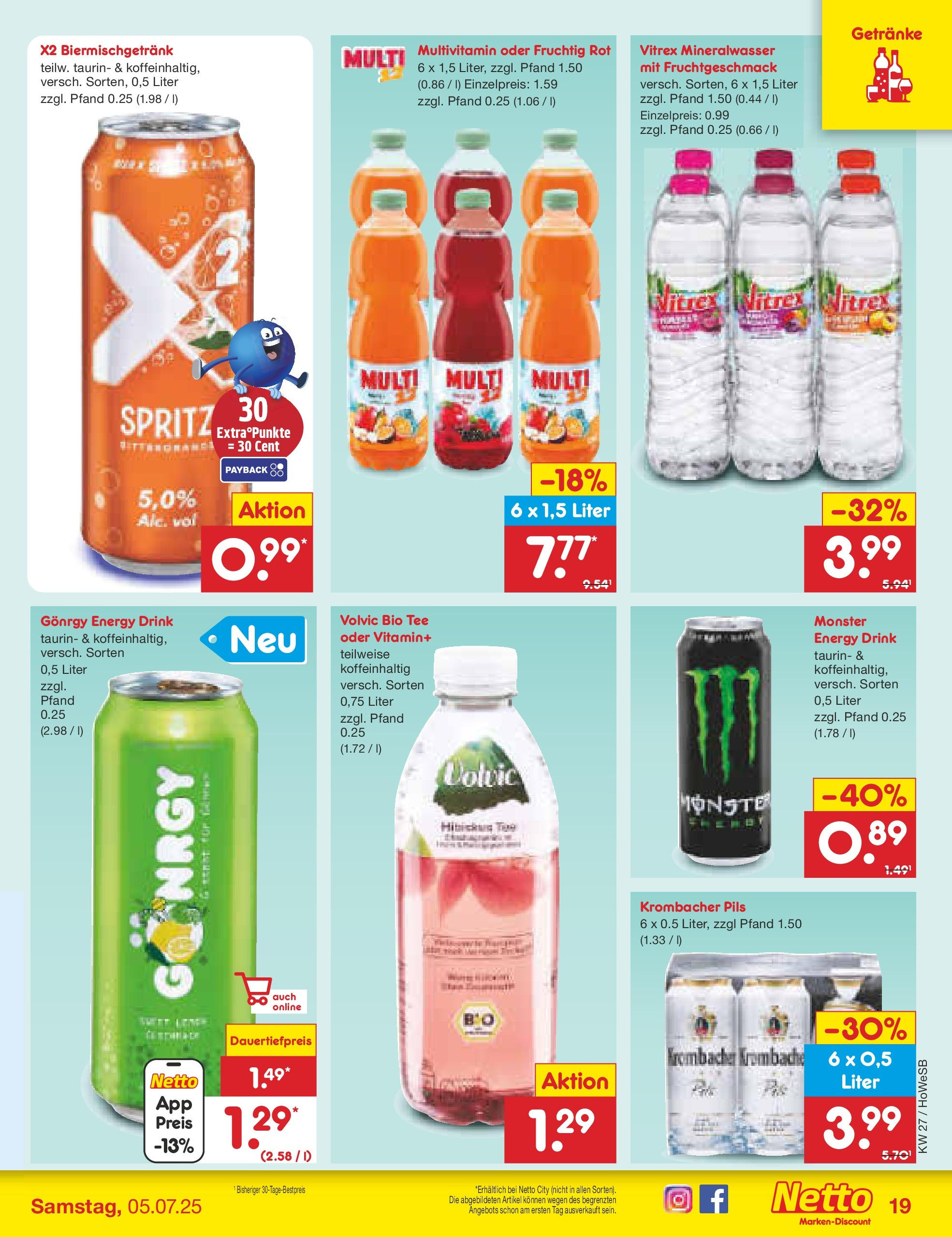 Netto Marken-Discount prospekt Hannover	 (ab 29.06.2025) » Angebote | Seite: 23 | Produkte: Energy, Pils, Mineralwasser, Monster
