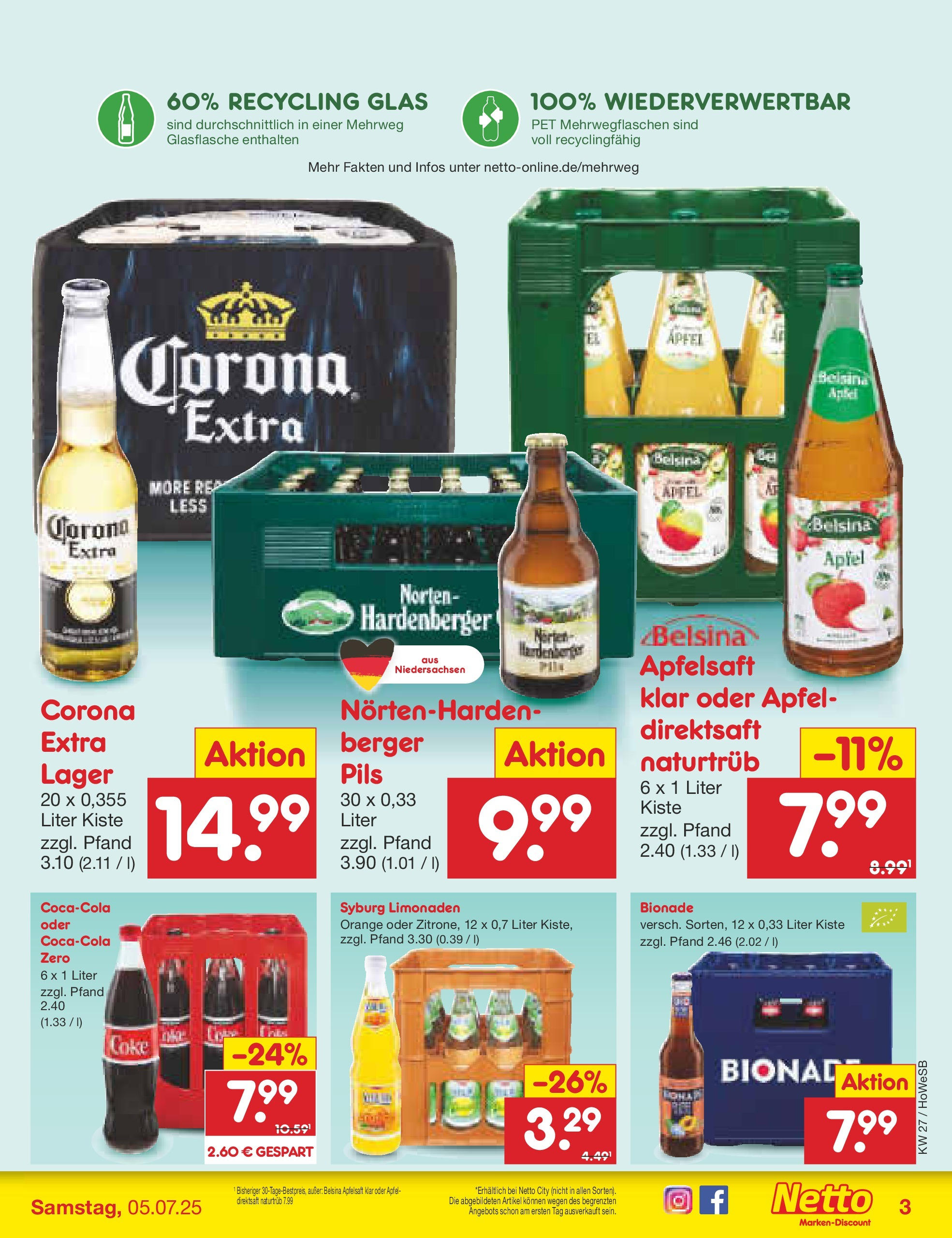 Netto Marken-Discount prospekt Hannover	 (ab 29.06.2025) » Angebote | Seite: 31 | Produkte: Pils, Bionade, Apfelsaft, Apple