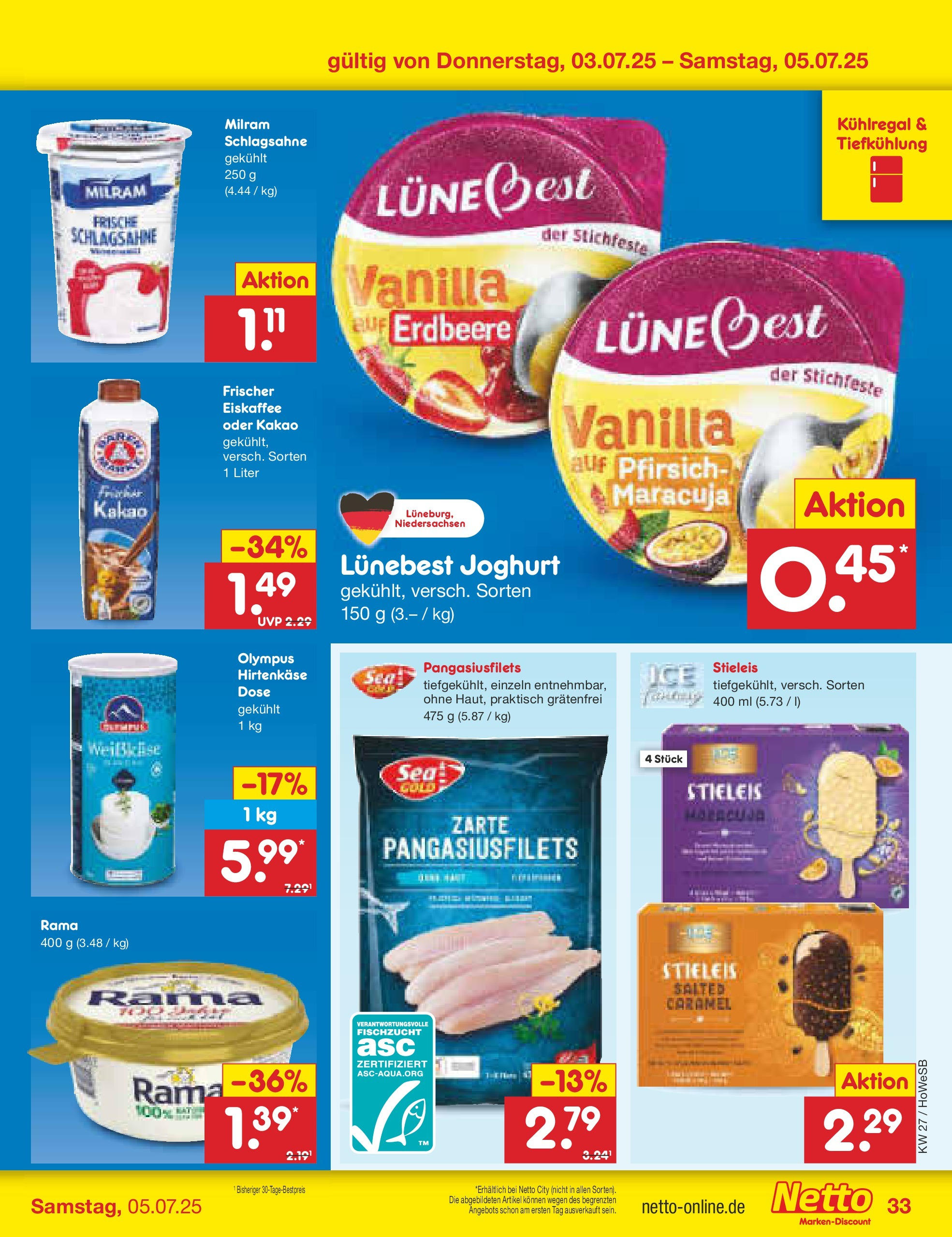 Netto Marken-Discount prospekt Hannover	 (ab 29.06.2025) » Angebote | Seite: 53 | Produkte: Rama, Schlagsahne, Joghurt, Milram
