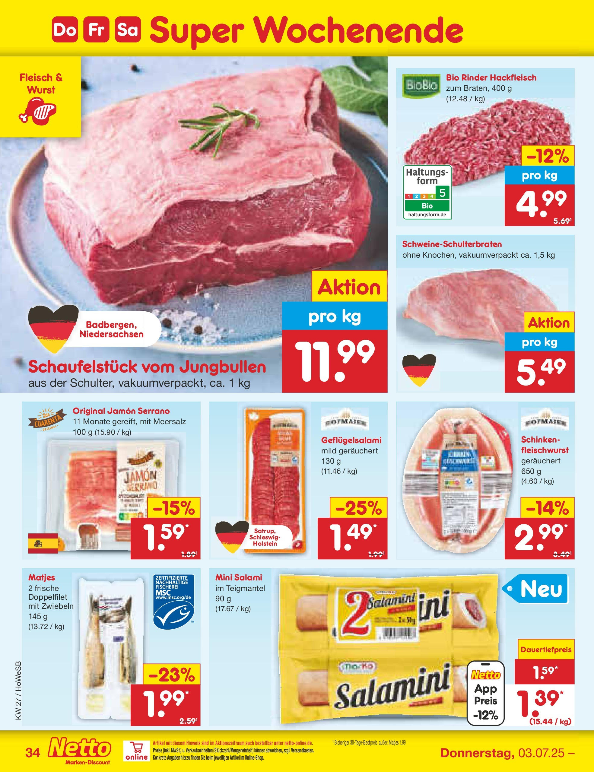 Netto Marken-Discount prospekt Hannover	 (ab 29.06.2025) » Angebote | Seite: 54 | Produkte: Wurst, Salami, Schinken, Hackfleisch