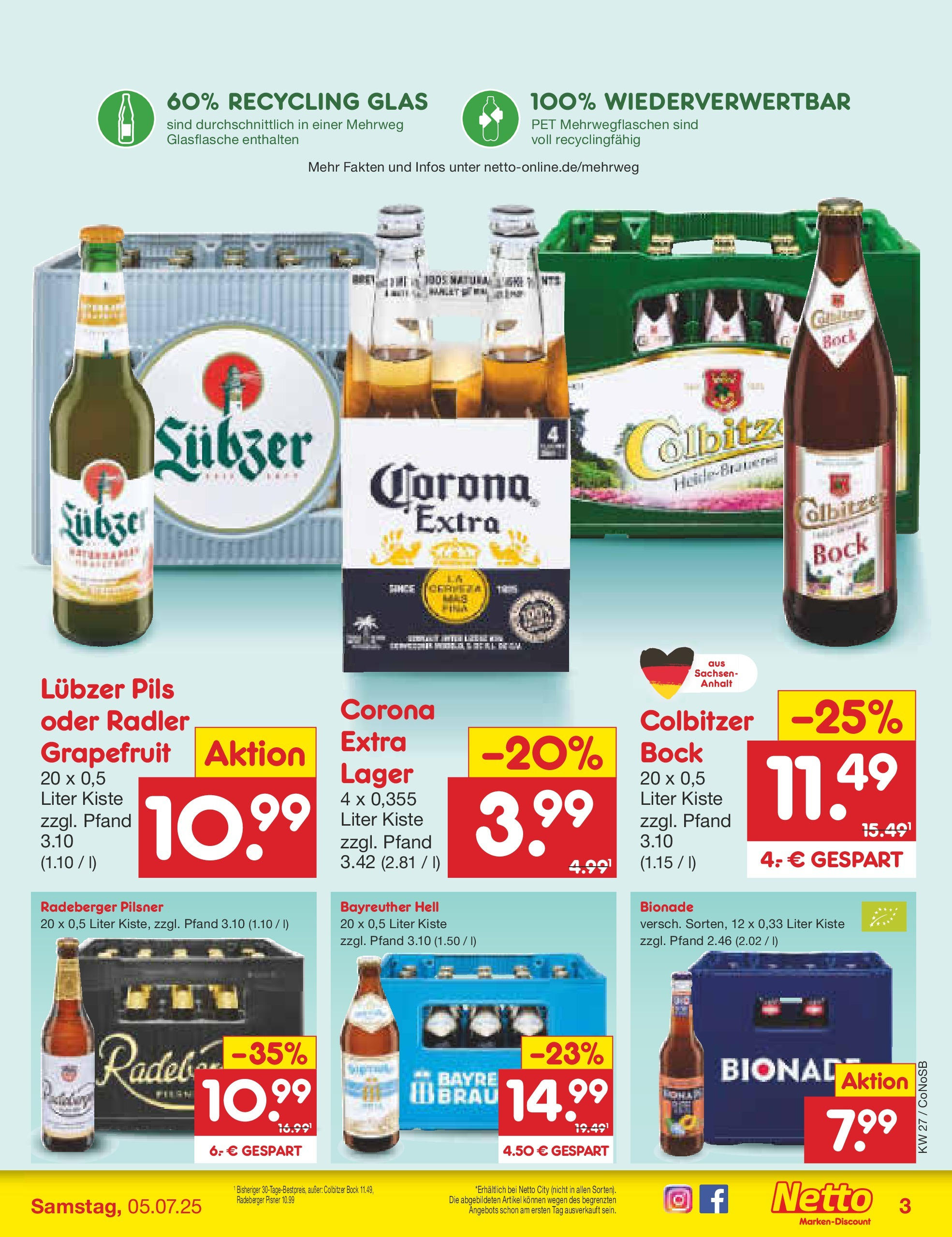Netto Marken-Discount prospekt Kloster Lehnin (ab 29.06.2025) » Angebote | Seite: 31 | Produkte: Bayreuther hell, Radler, Radeberger pilsner, Lubzer Netto Marken-Discount prospekt Kloster Lehnin (ab 29.06.2025) » Angebote | Seite: 31 | Produkte: Bayreuther hell, Radler, Radeberger pilsner, Lubzer