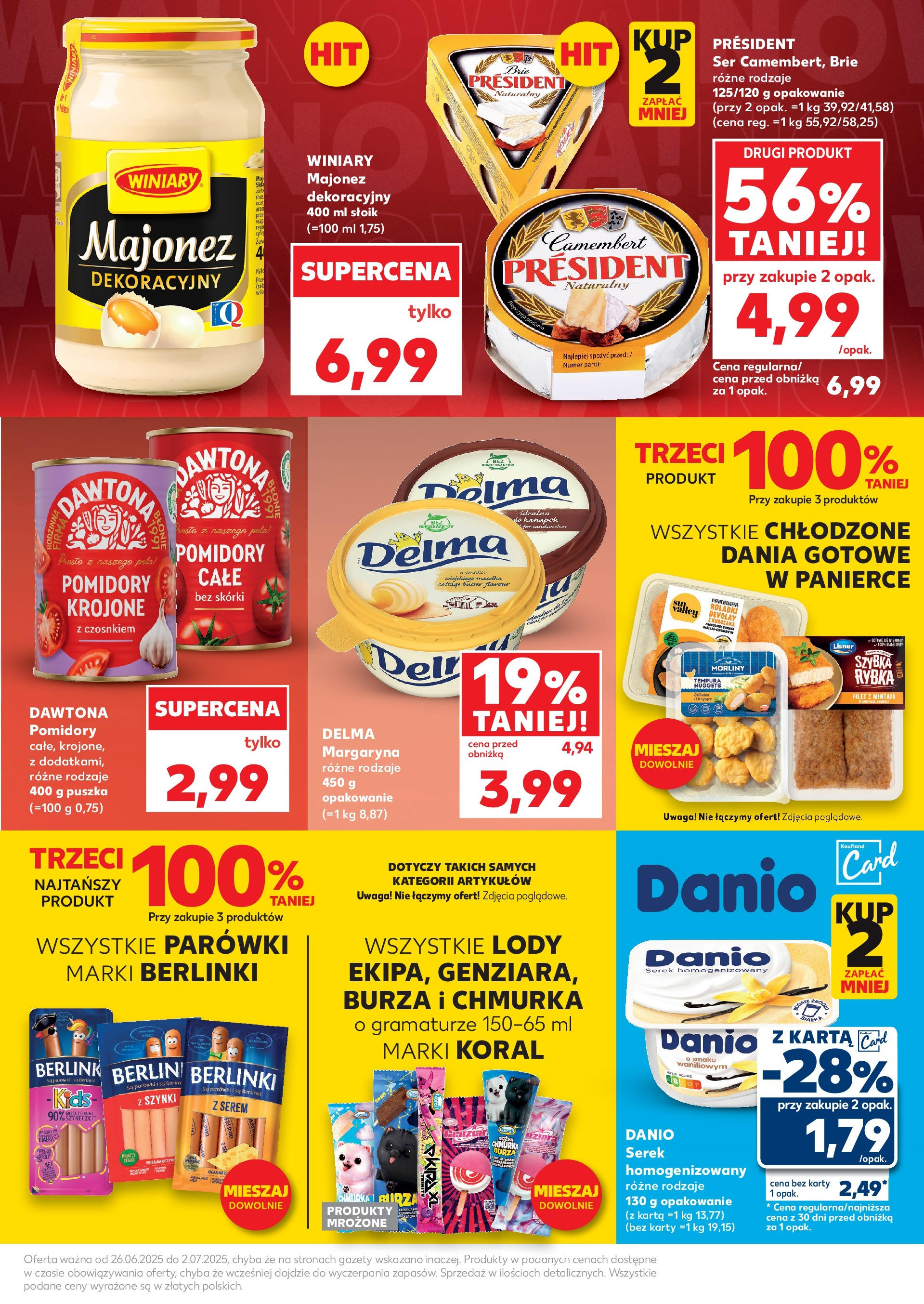 Kaufland gazetka od 26.06.2025 - od jutra PDF | Strona: 5 | Produkty: Karta, Parówki, Camembert, Ser