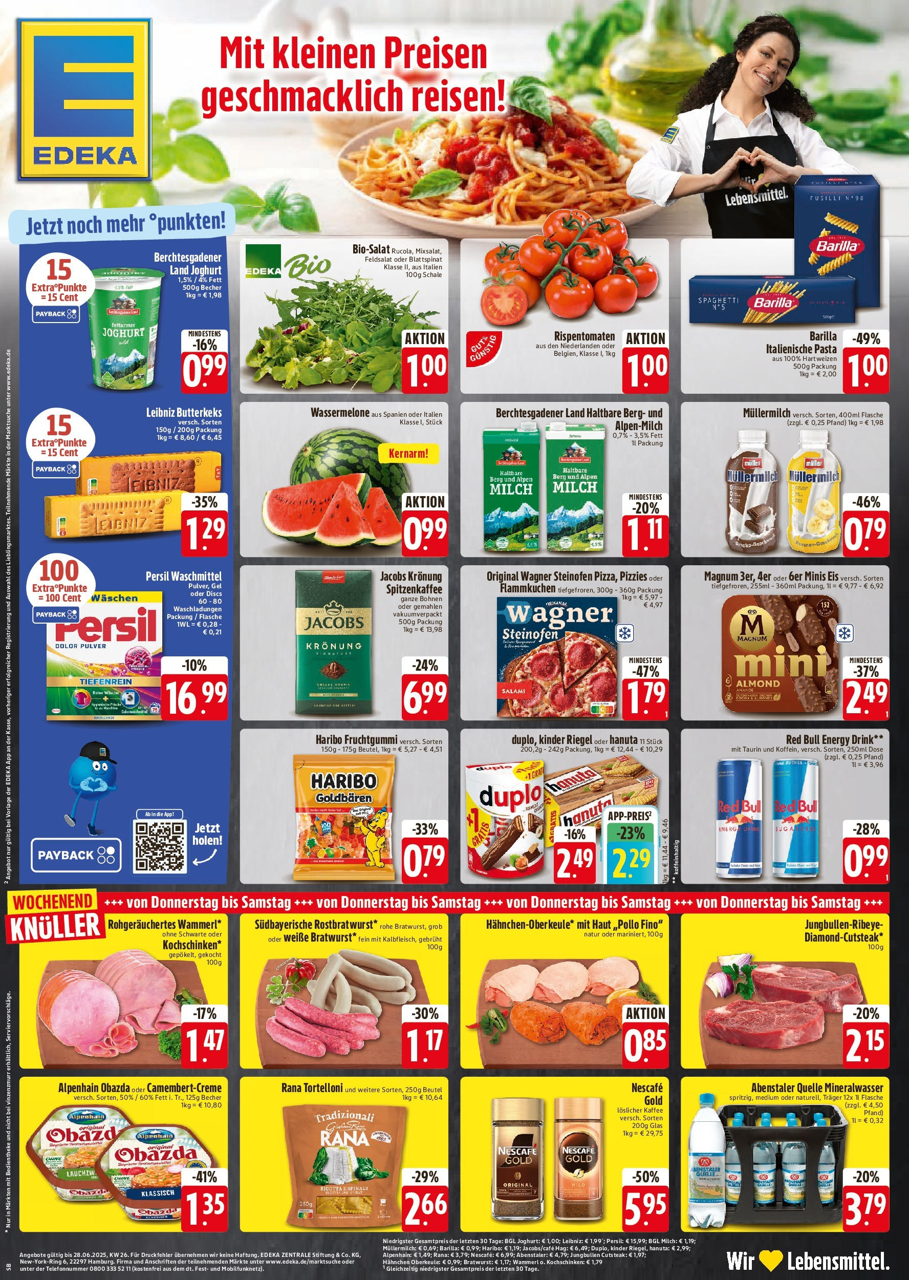 Edeka prospekt Bad Reichenhall	 (ab 25.06.2025) » Angebote Online | Seite: 1 | Produkte: Hahnchen, Red bull, Joghurt, Grat
