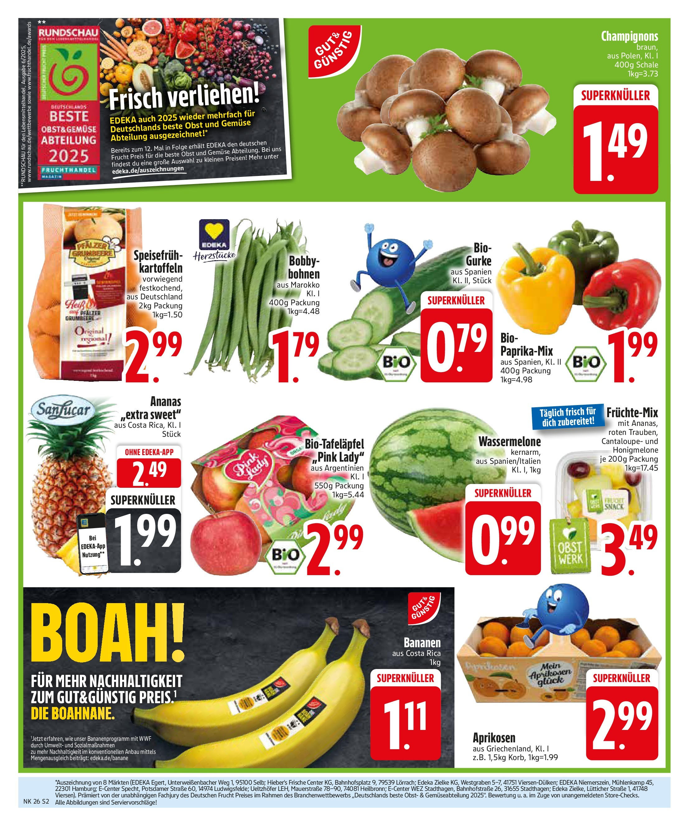 Edeka prospekt Rötz	 (ab 22.06.2025) » Angebote Online | Seite: 2 | Produkte: Ananas, Champignons, Kartoffeln, Gemüse