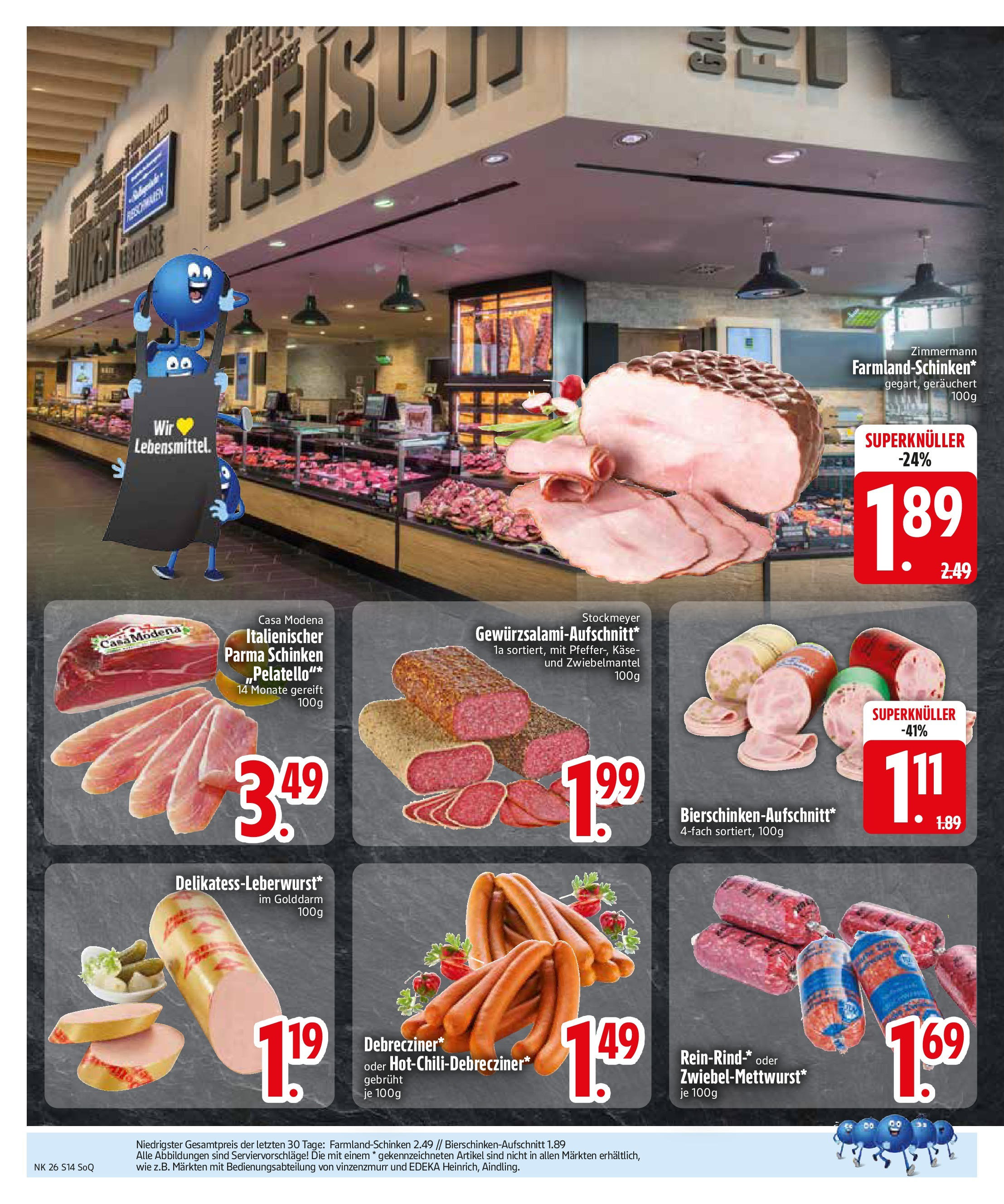 Edeka prospekt Trostberg	 (ab 22.06.2025) » Angebote Online | Seite: 14 | Produkte: Käse, Salami, Schinken