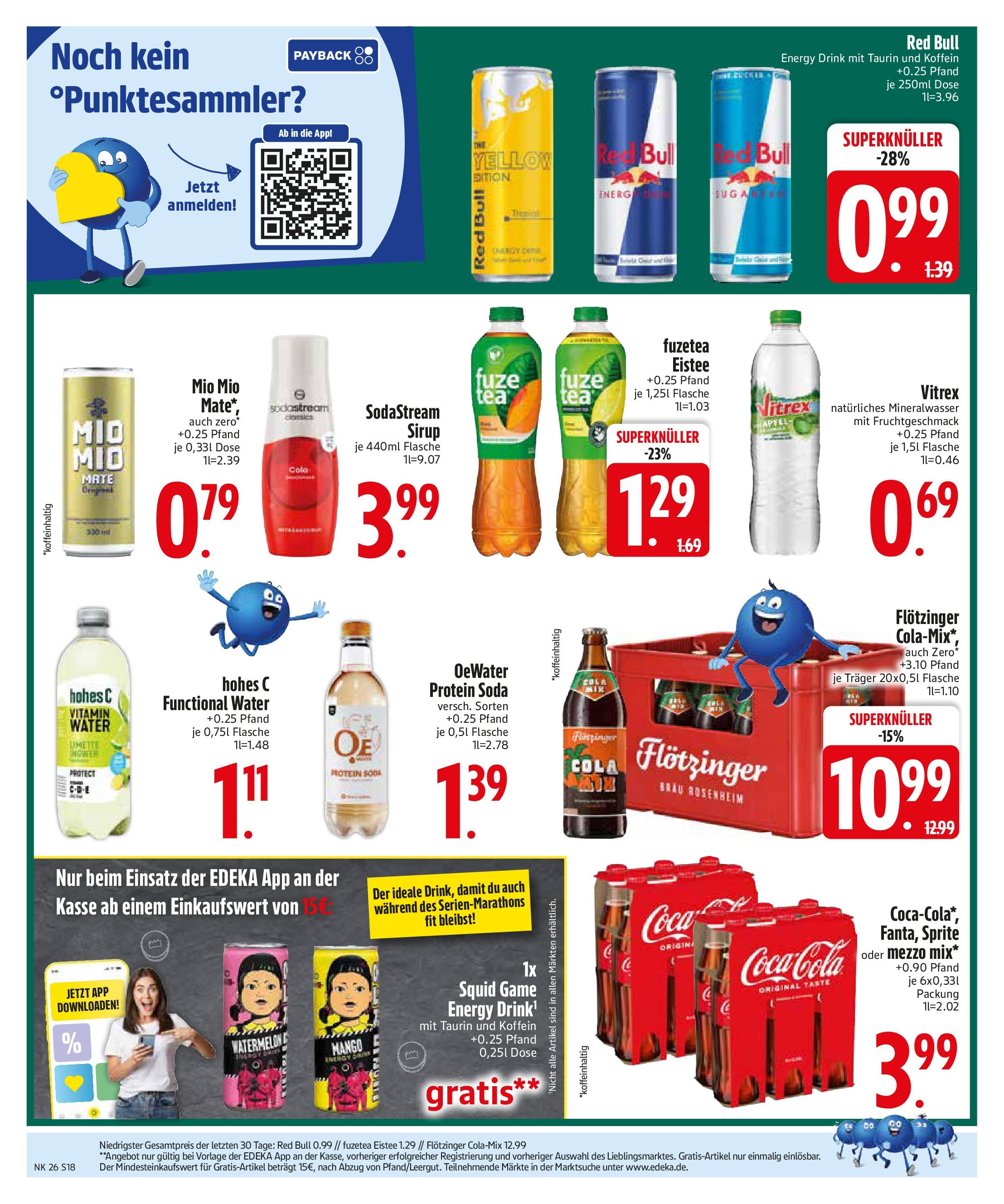 Edeka prospekt Rötz	 (ab 22.06.2025) » Angebote Online | Seite: 18 | Produkte: Red bull, Cola, Mineralwasser, Mango