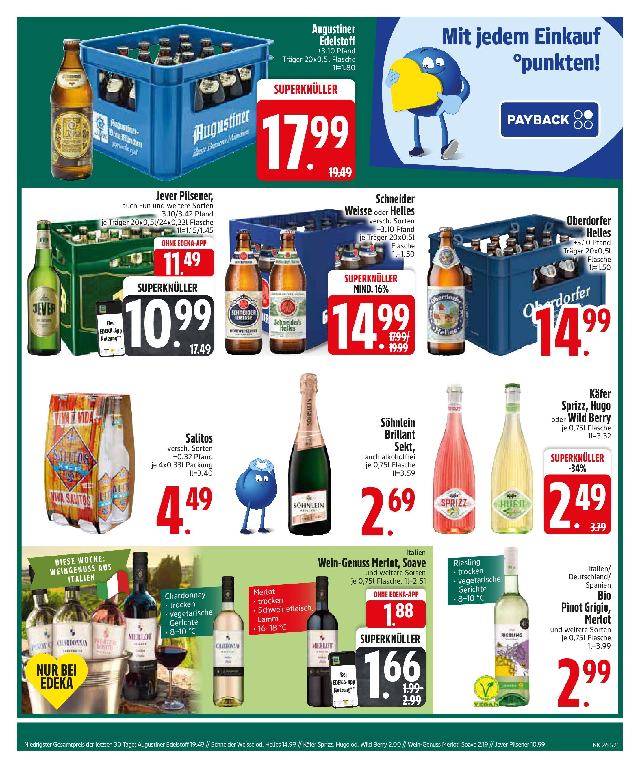 Edeka prospekt Rötz	 (ab 22.06.2025) » Angebote Online | Seite: 21 | Produkte: Sekt, Merlot, Jever, Hugo
