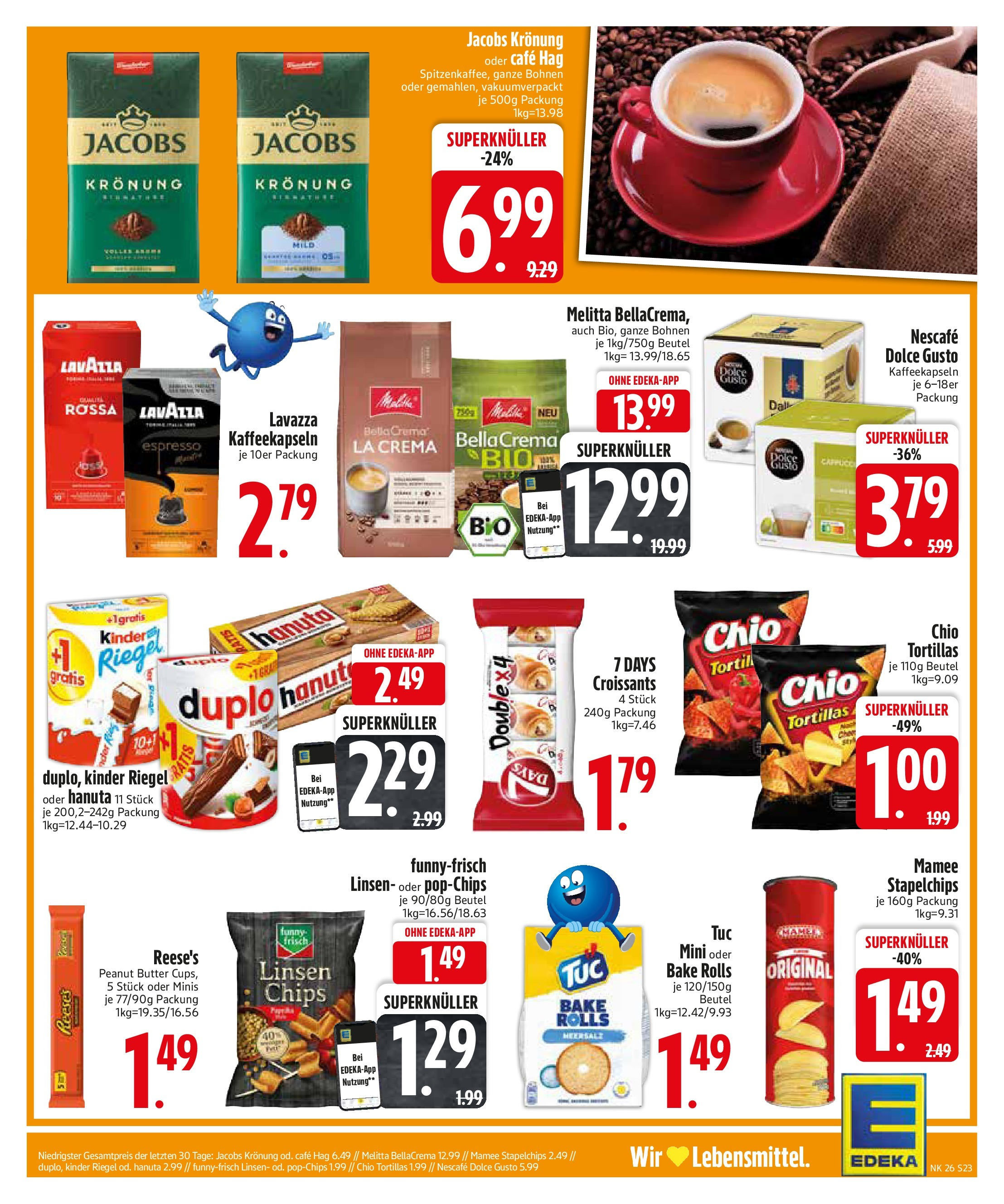 Edeka prospekt Rötz	 (ab 22.06.2025) » Angebote Online | Seite: 23 | Produkte: Nescafe, Kinder riegel, Chio tortillas, Dolce gusto