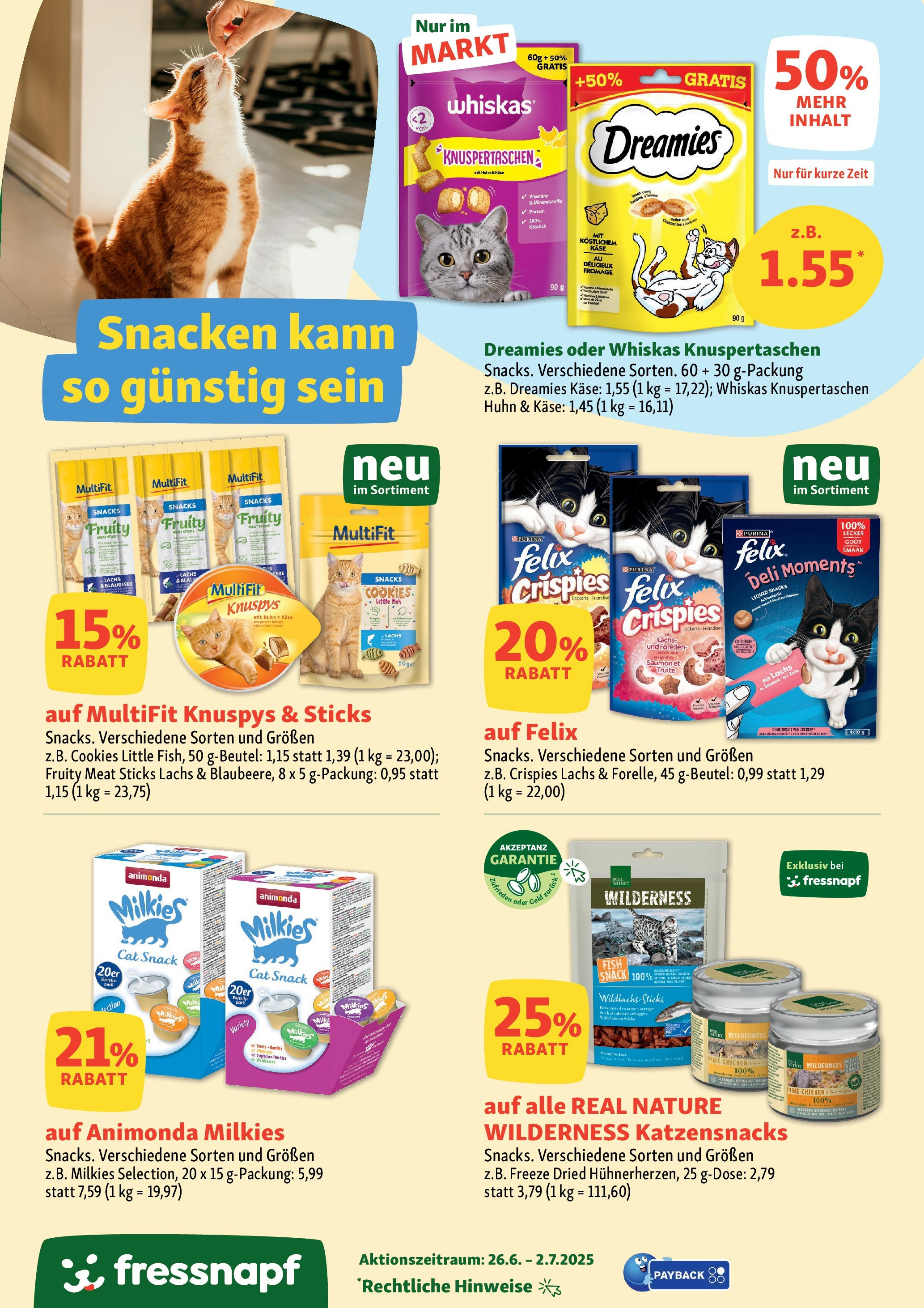 Fressnapf Prospekt (ab 26.06.2025) zum Blättern | Seite: 4 | Produkte: Käse, Lachs, Whiskas