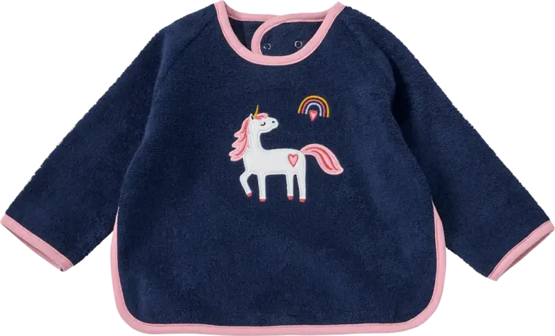ALANA Lätzchen mit Ärmel & Einhorn-Motiv, blau