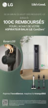 Jusqu'à 100€ remboursés pour l'achat de votre aspirateur balai LG CordZero