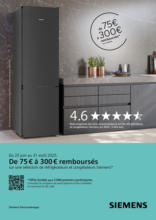 De 75€ à 300€ remboursés sur une sélection de réfrigérateurs et congélateurs SIEMENS
