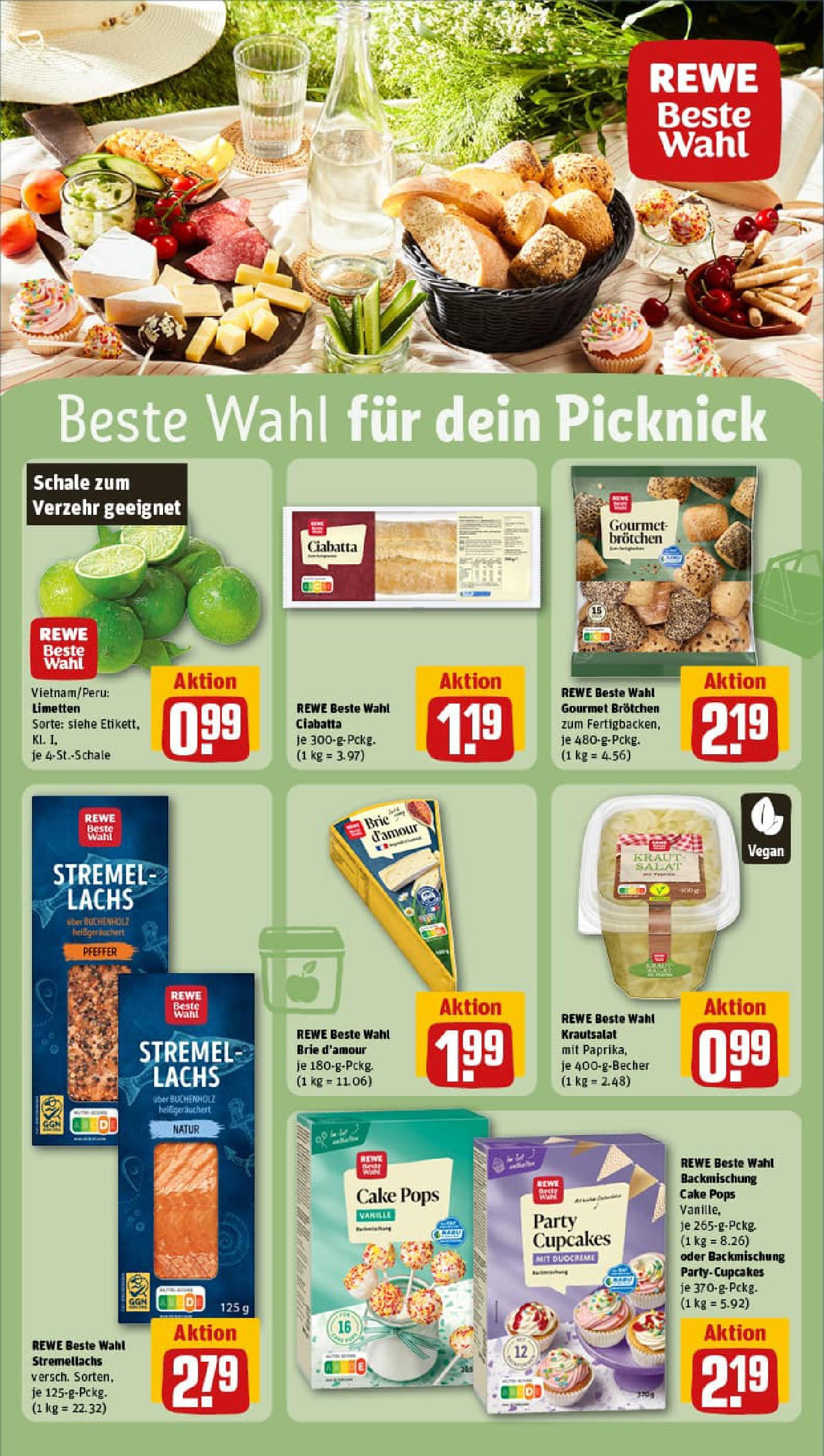 REWE Prospekt ab 29.06.2025 zum Blättern » Angebote | Seite: 17 | Produkte: Limetten, Lachs, Kraut, Salat