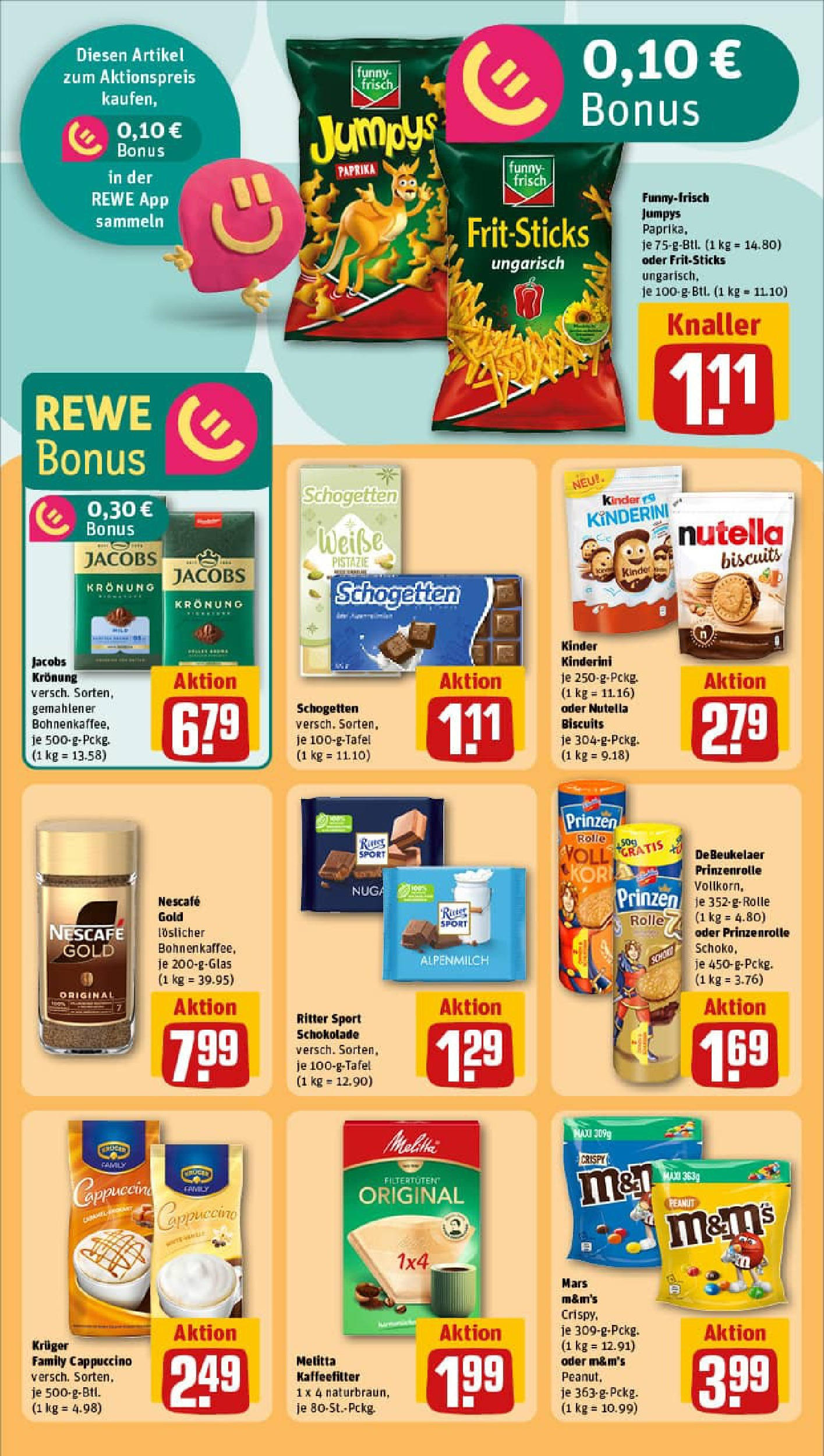 REWE Prospekt ab 29.06.2025 zum Blättern » Angebote | Seite: 25 | Produkte: Schokolade, M&M's, Paprika, Nescafe gold