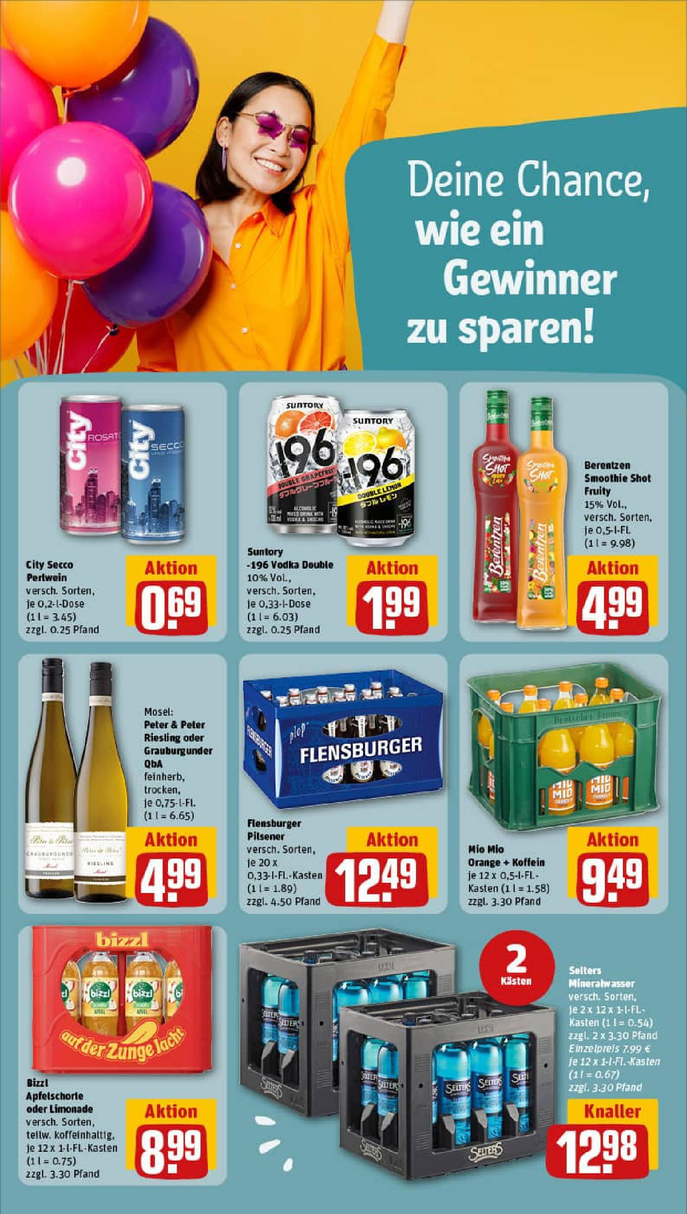 REWE Prospekt ab 29.06.2025 zum Blättern » Angebote | Seite: 23 | Produkte: Limonade, Mineralwasser, Flensburger, Vodka
