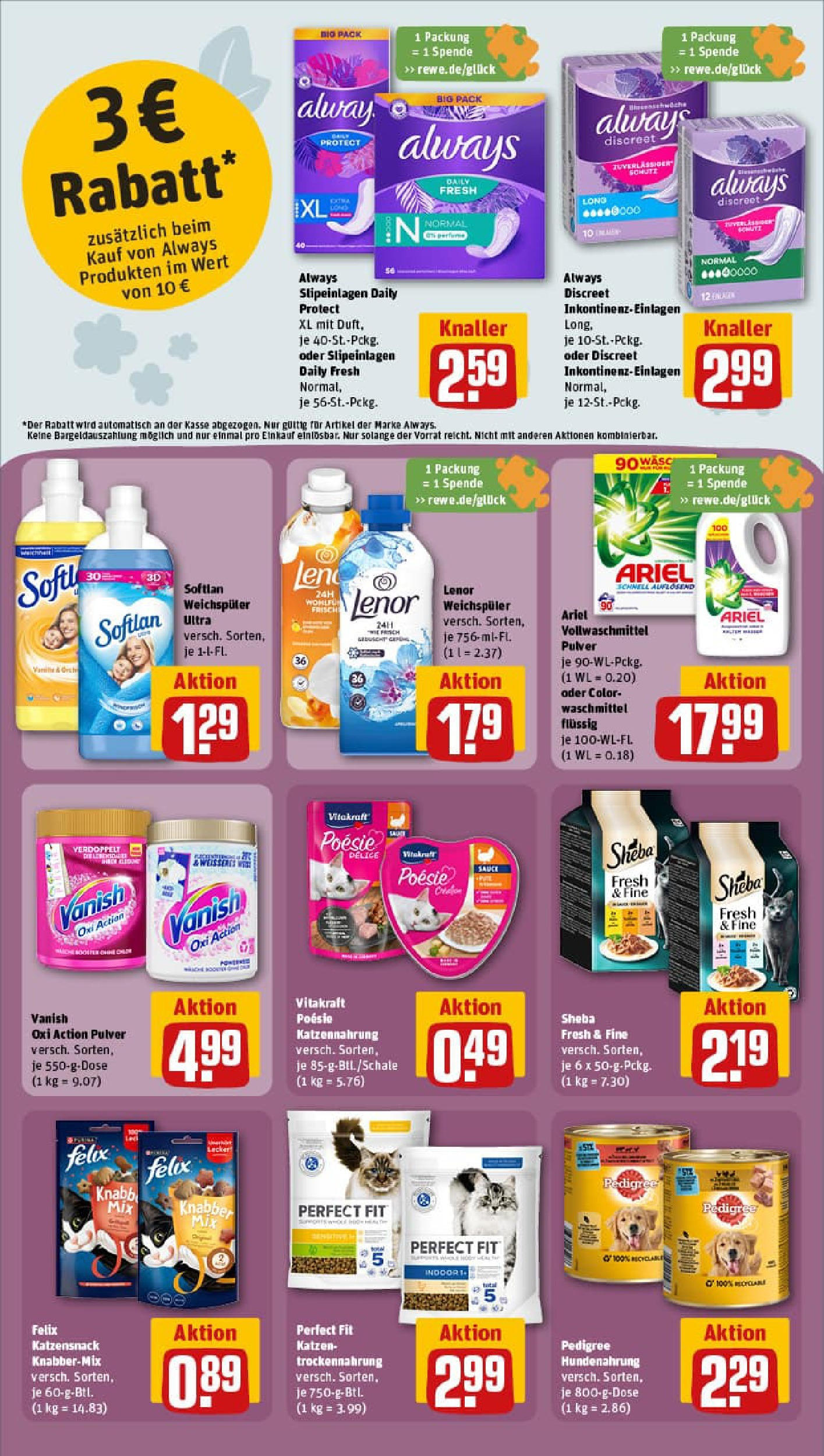REWE Prospekt ab 29.06.2025 zum Blättern » Angebote | Seite: 28 | Produkte: Lenor, Sheba, Ariel, Waschmittel