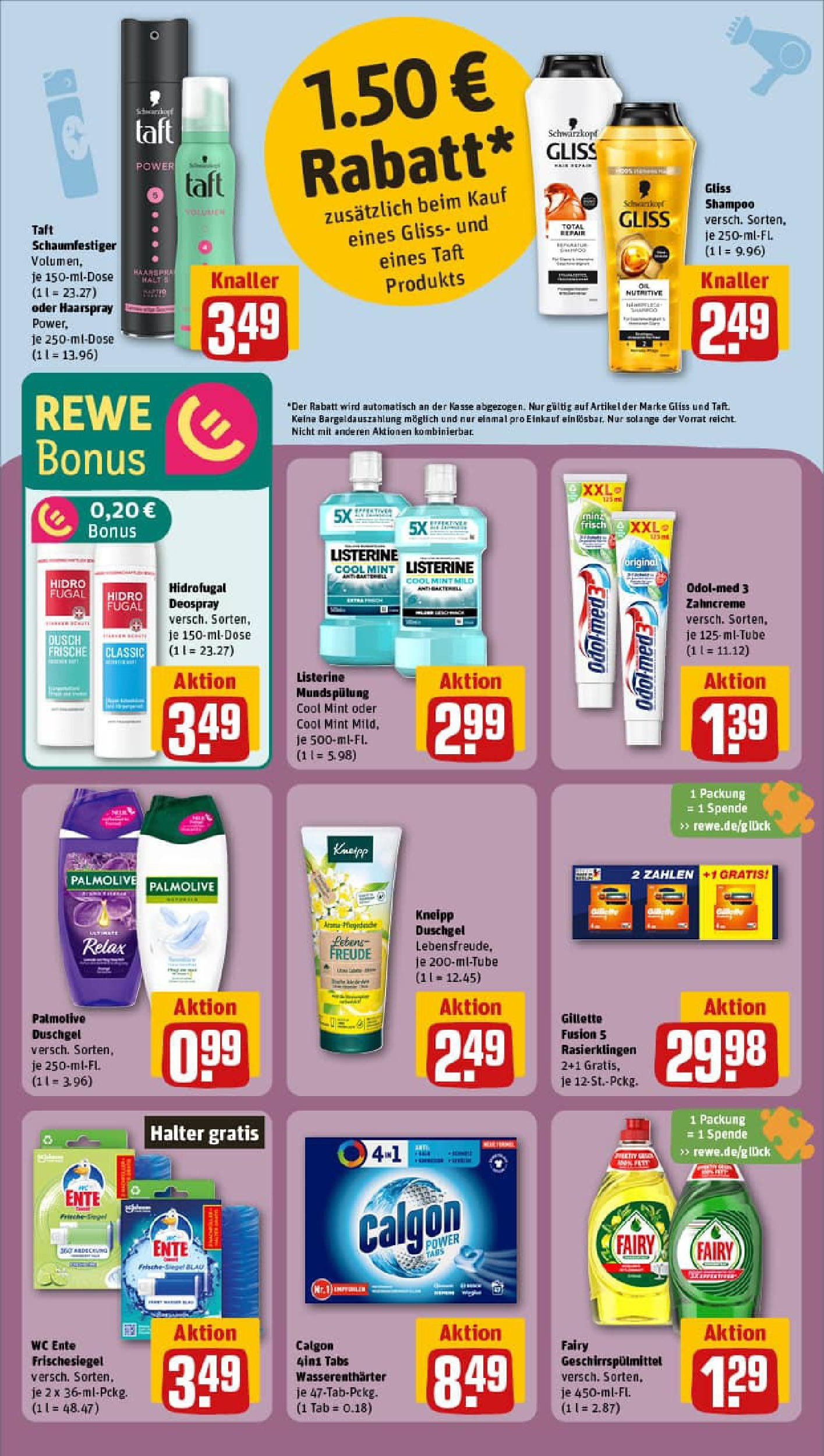 REWE Prospekt ab 29.06.2025 zum Blättern » Angebote | Seite: 29 | Produkte: Duschgel, Geschirrspülmittel, Deospray, Listerine