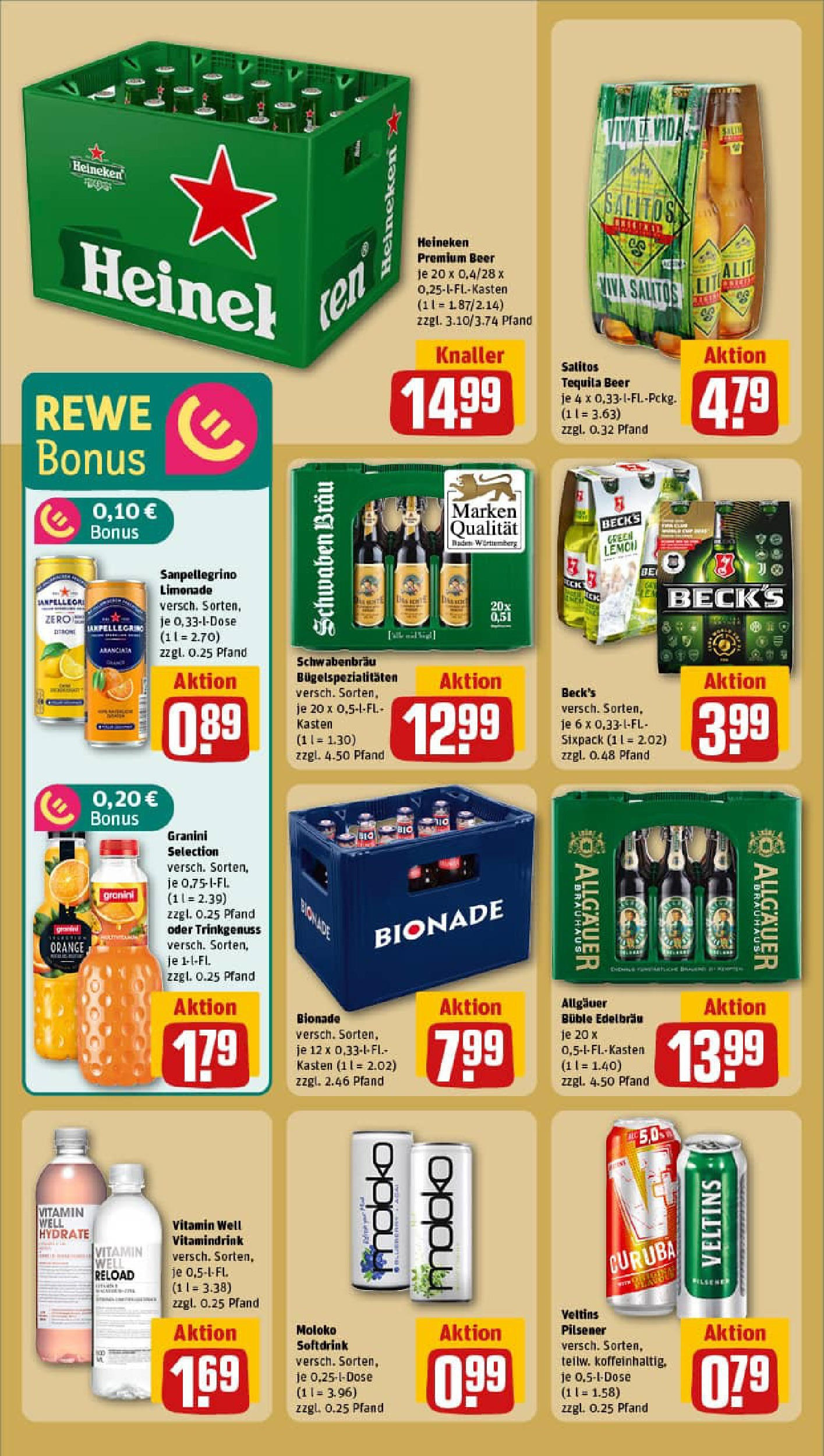 REWE Prospekt ab 29.06.2025 zum Blättern » Angebote | Seite: 18 | Produkte: Limonade, Heineken, Tequila, Granini