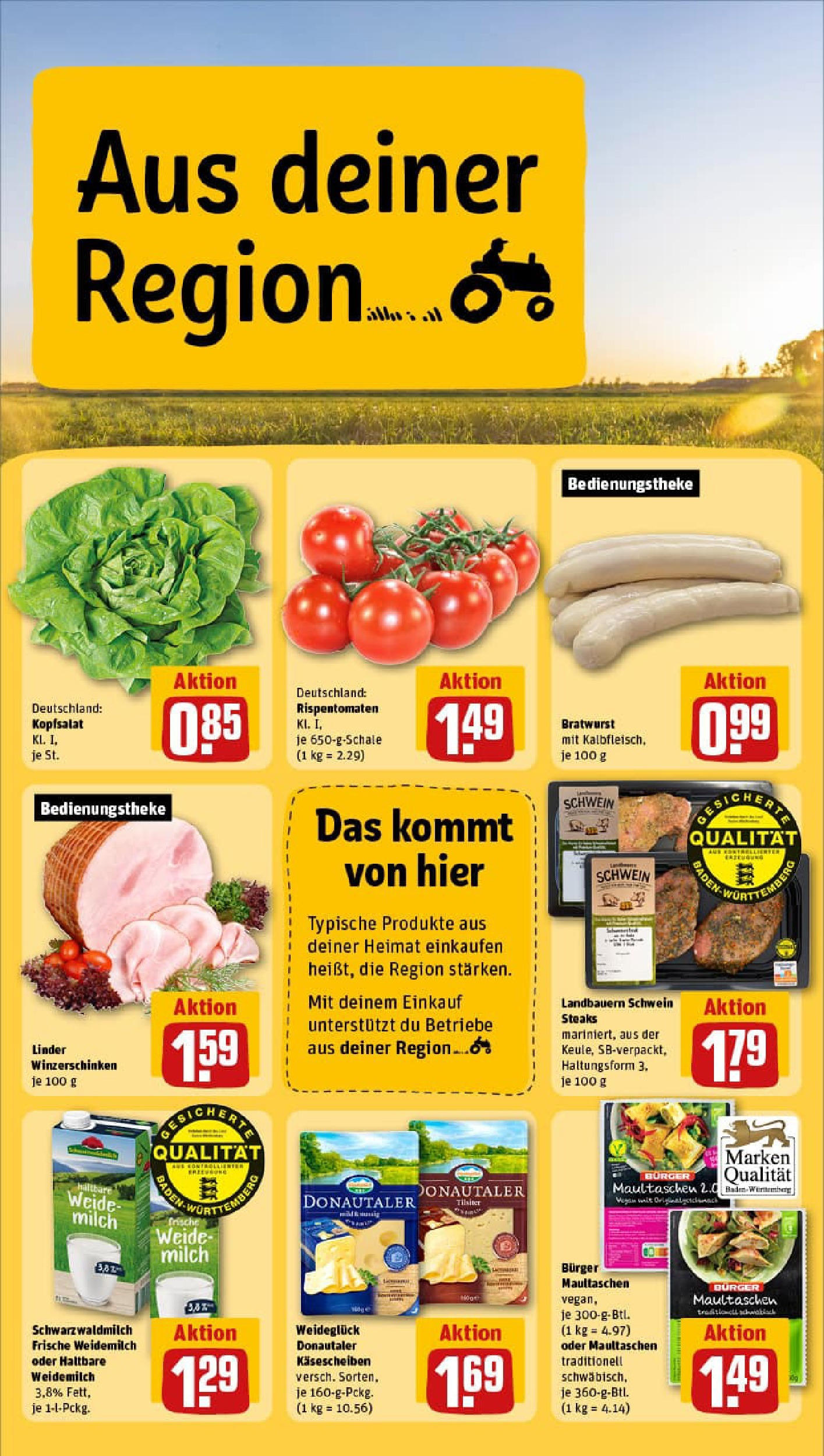 REWE Prospekt ab 29.06.2025 zum Blättern » Angebote | Seite: 22 | Produkte: Milch, Bratwurst, Burger, Maultaschen