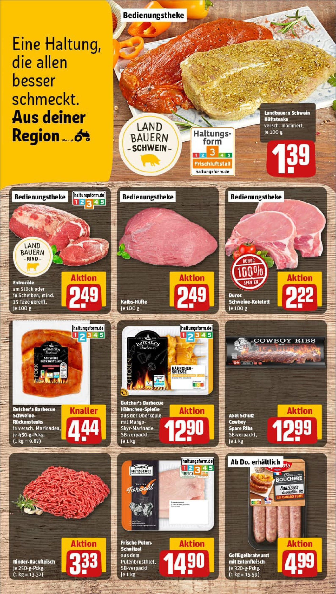 REWE Prospekt ab 29.06.2025 zum Blättern » Angebote | Seite: 10 | Produkte: Hahnchen, Spare ribs, Entrecote, Schnitzel