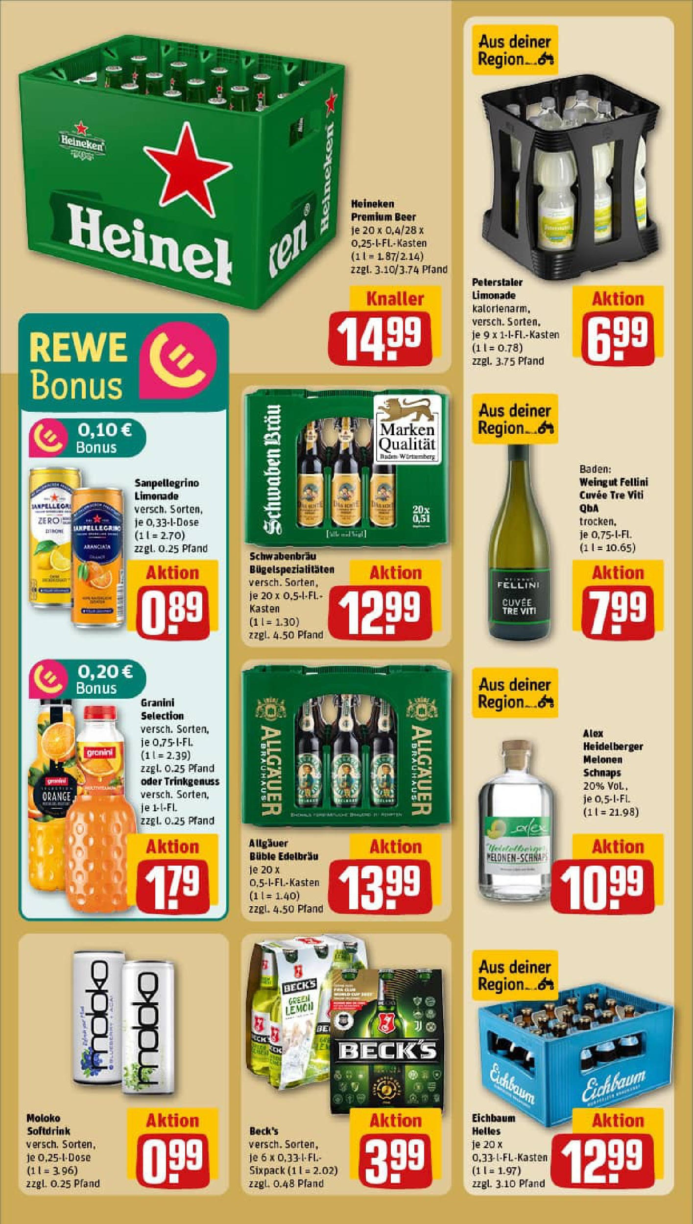 REWE Prospekt ab 29.06.2025 zum Blättern » Angebote | Seite: 20 | Produkte: Schnaps, Limonade, Heineken, Granini