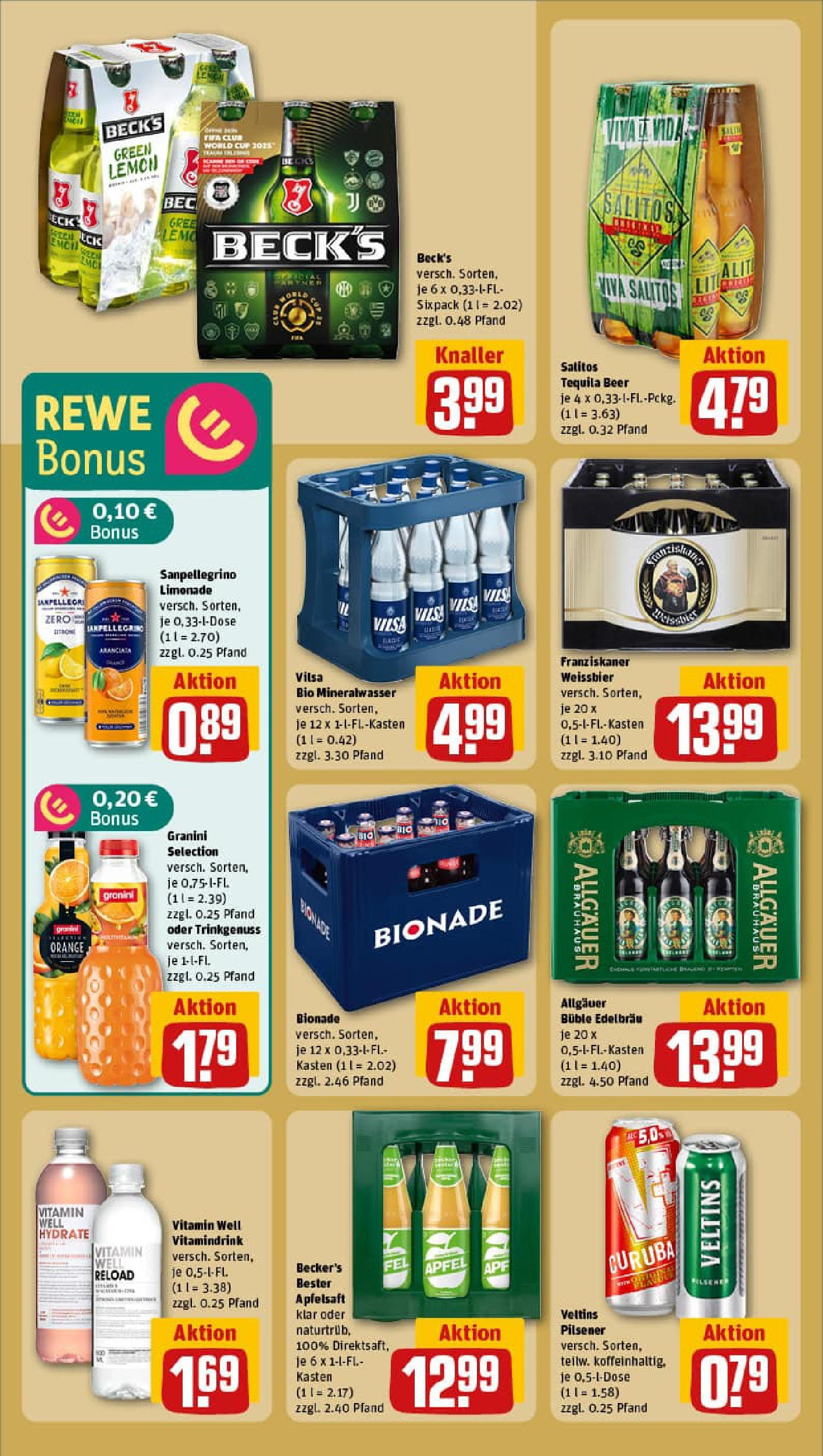 REWE Prospekt ab 29.06.2025 zum Blättern » Angebote | Seite: 20 | Produkte: Weißbier, Bionade, Tequila, Granini