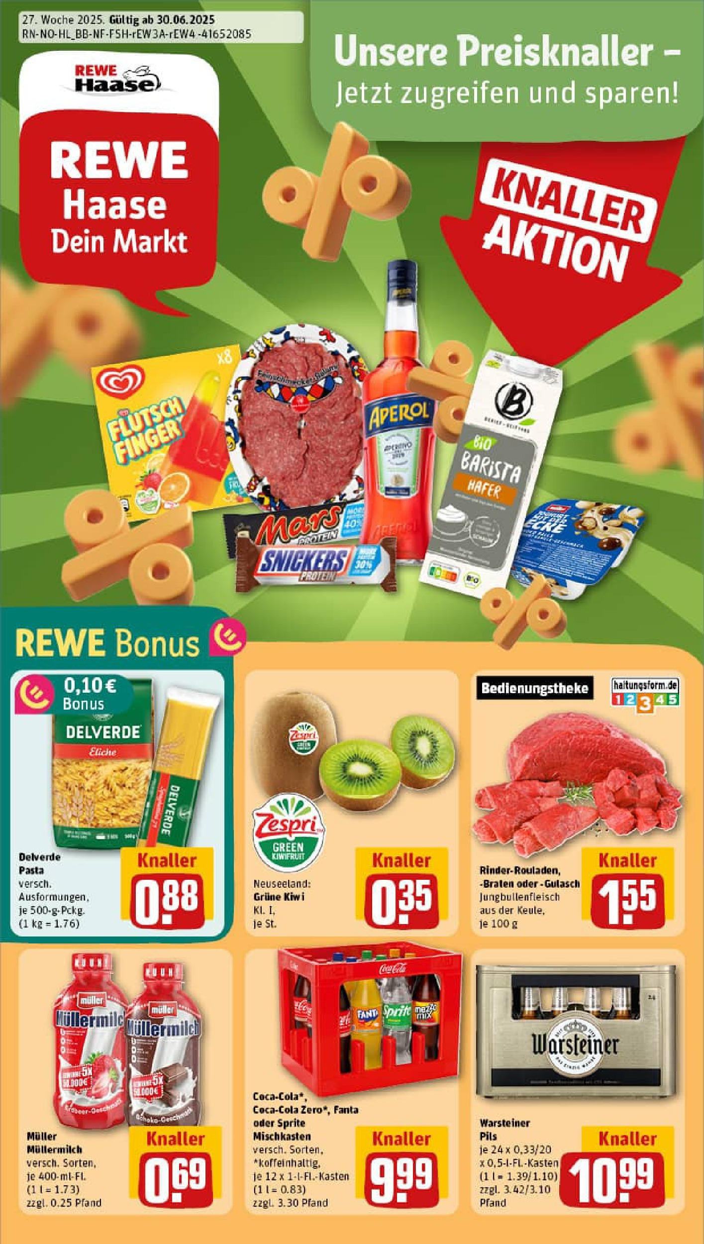 REWE Prospekt ab 29.06.2025 zum Blättern » Angebote | Seite: 1 | Produkte: Sprite, Gulasch, Kiwi, Muller mullermilch