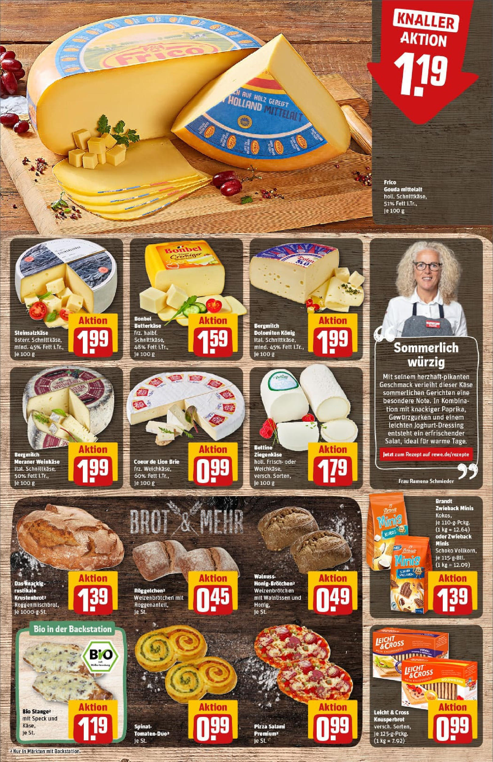 REWE Prospekt ab 29.06.2025 zum Blättern » Angebote | Seite: 13 | Produkte: Käse, Brot, Salami, Pizza
